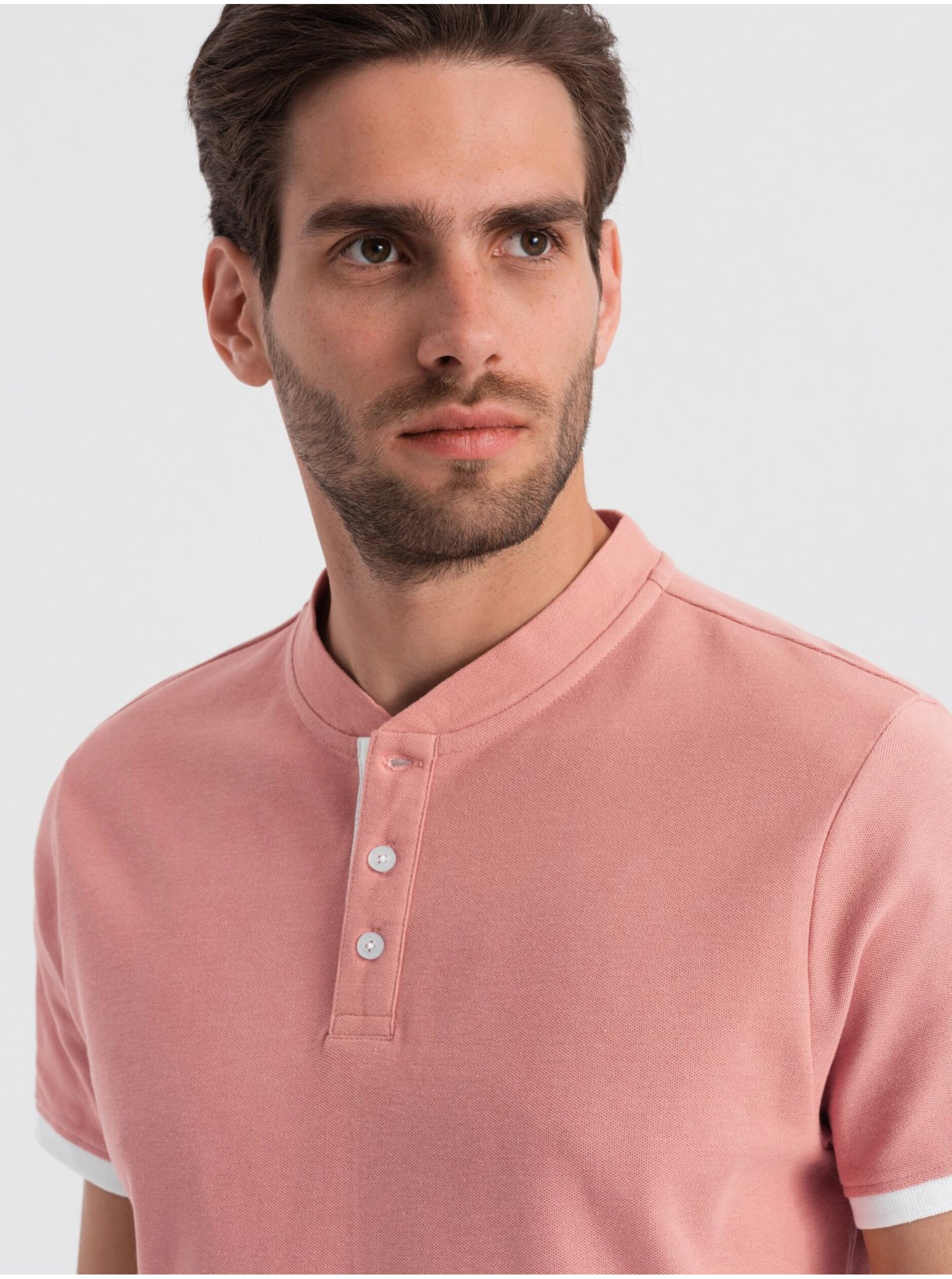 Starorůžové pánské polo tričko Ombre Clothing