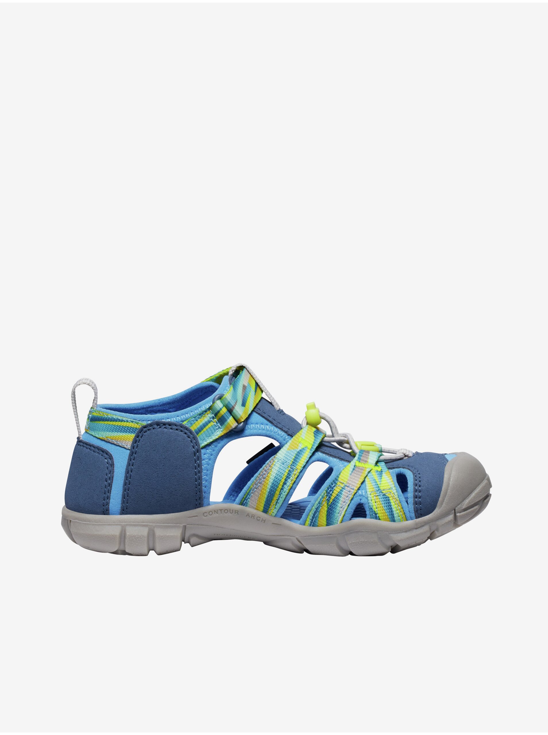 Levně Modré dětské outdoorové sandály s koženými detaily Keen Seacamp II CNX