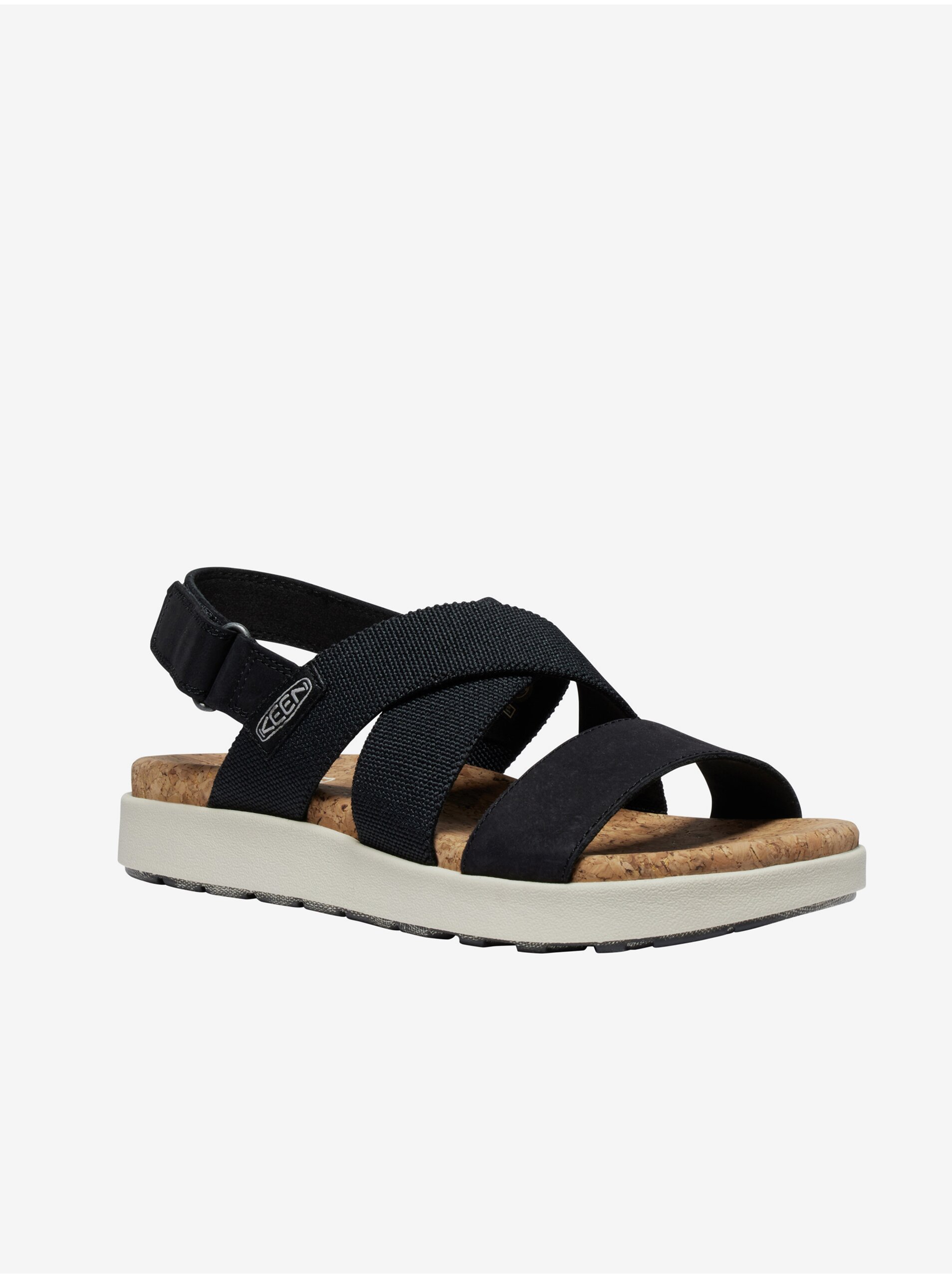 Lacno Čierne dámske sandále s koženými detailmi Keen Elle Criss Cross