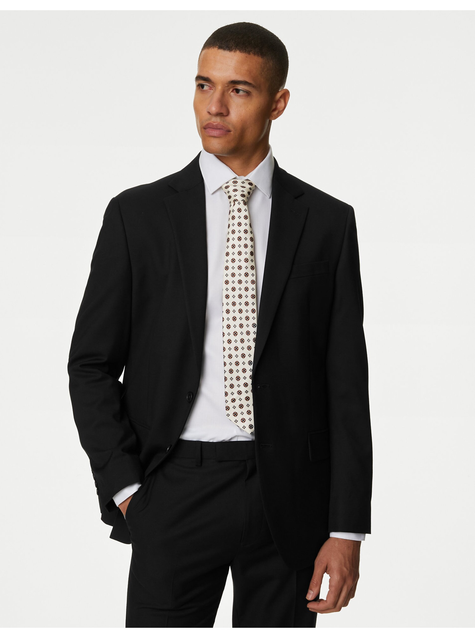 Levně Černé pánské oblekové sako Marks & Spencer