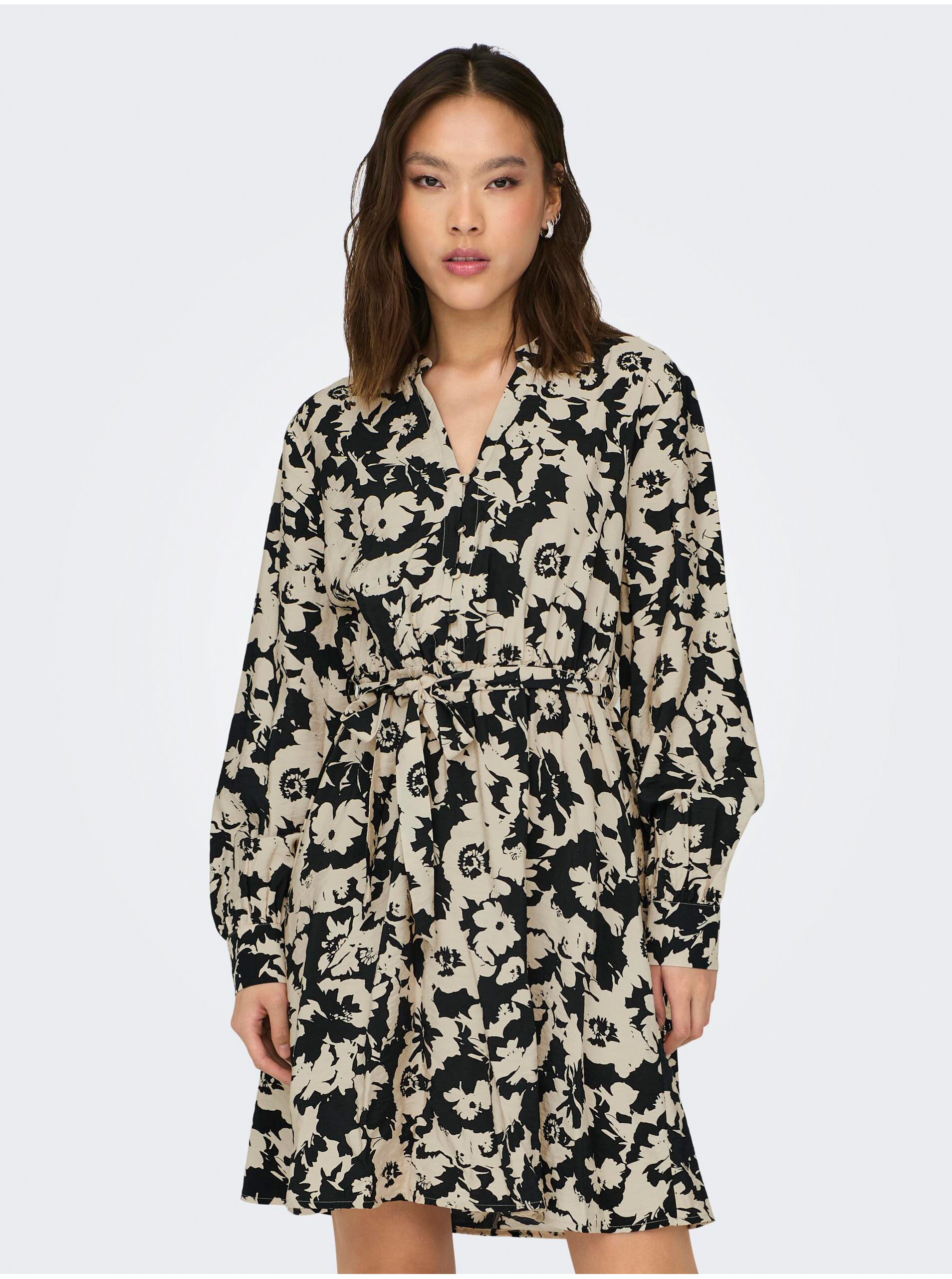E-shop Černo-krémové dámské květované šaty JDY Miriam
