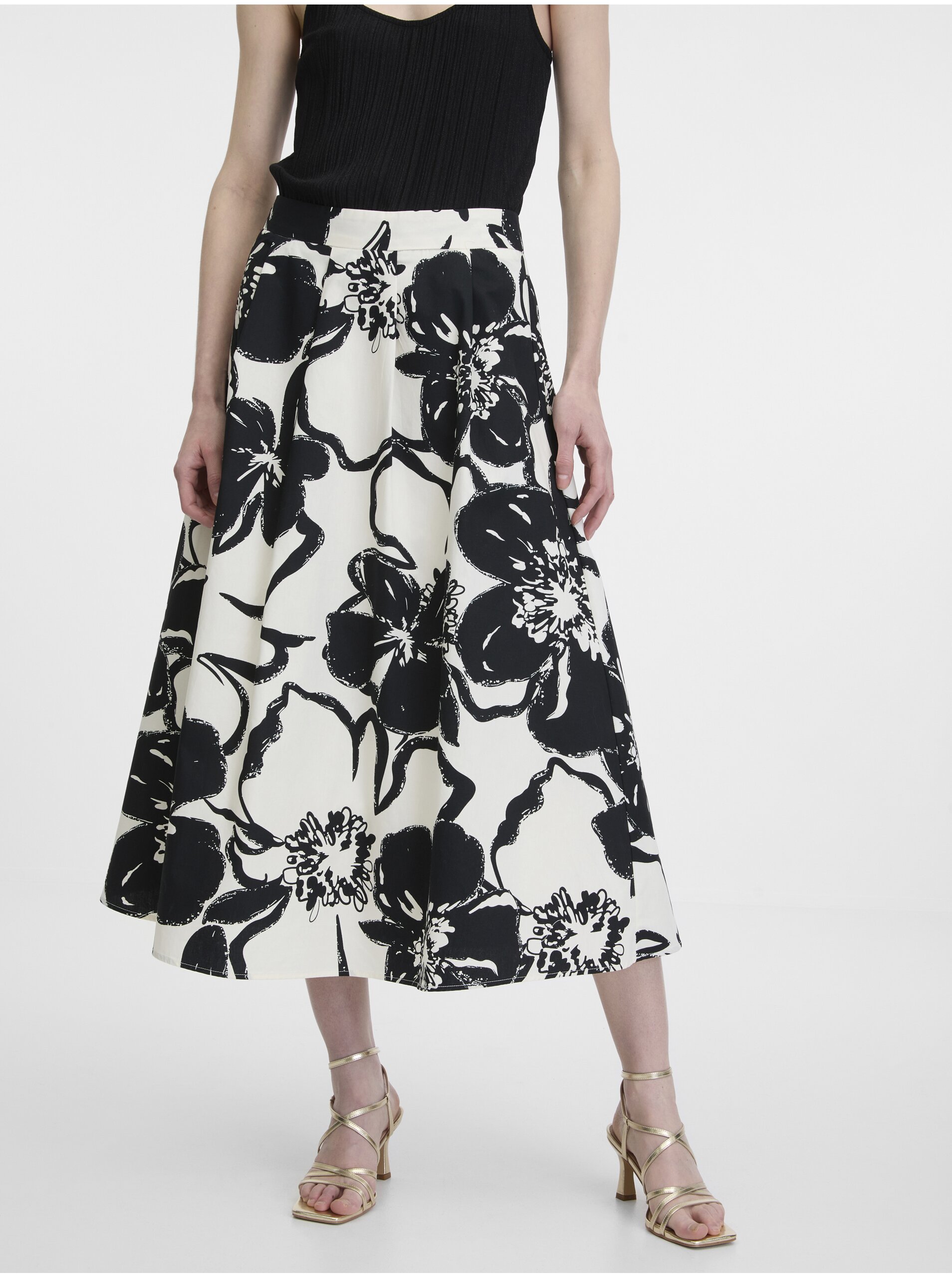 Levně Černo-bílá dámská vzorovaná sukně ORSAY