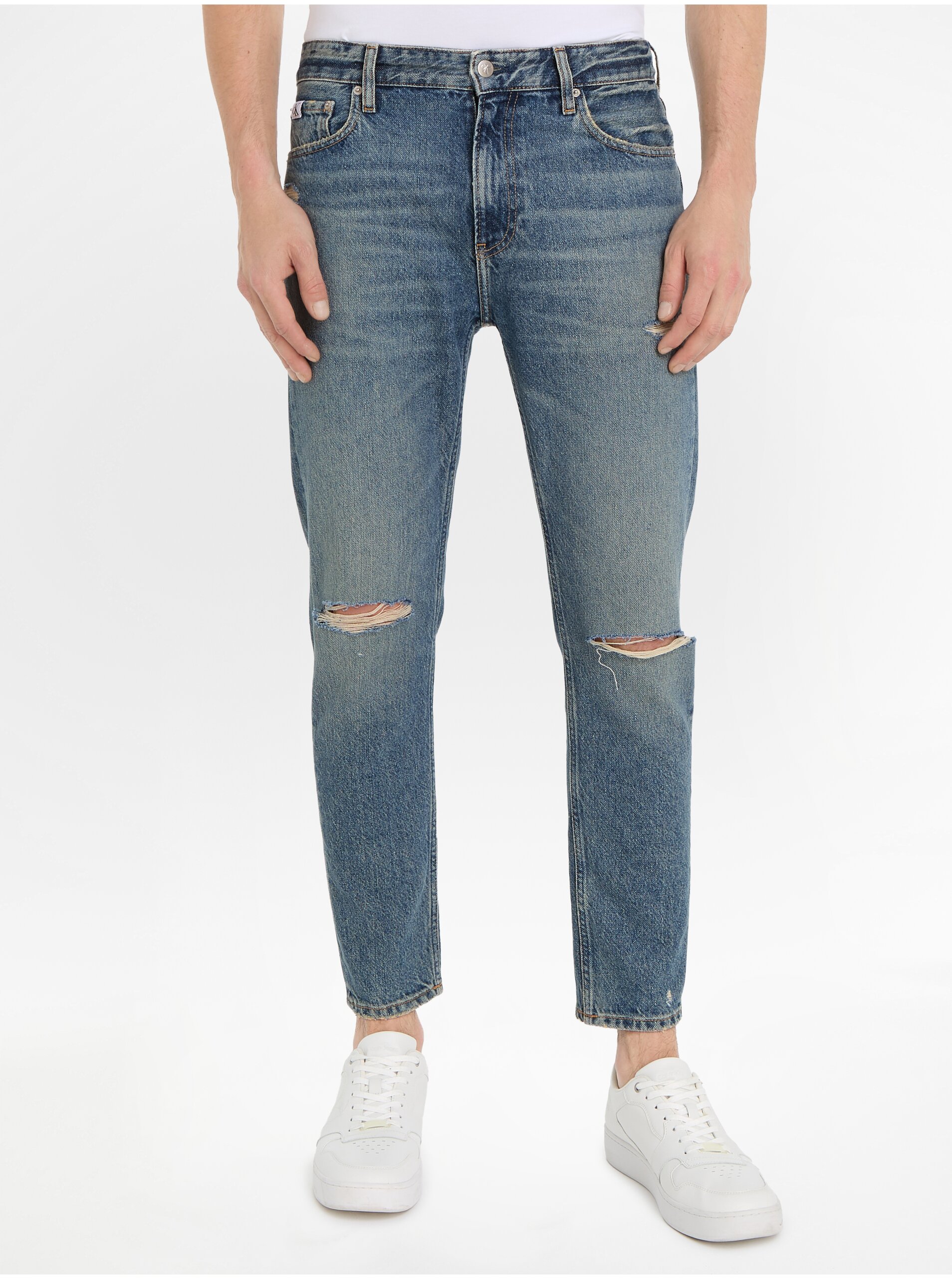 Levně Modré pánské straight fit džíny Calvin Klein Jeans Dad Jean