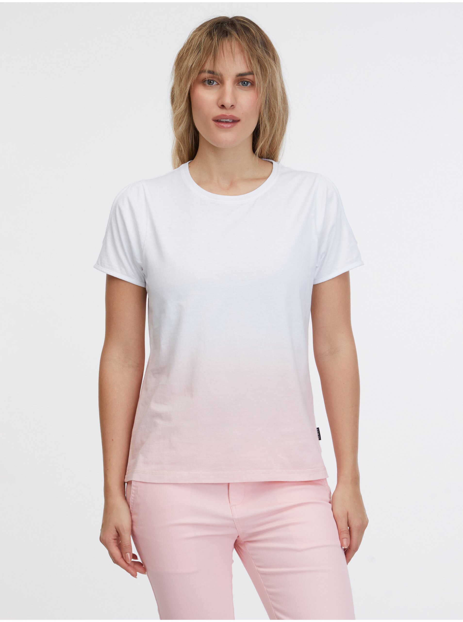 Lacno Ružovo-biele dámske tričko SAM 73 Dolores