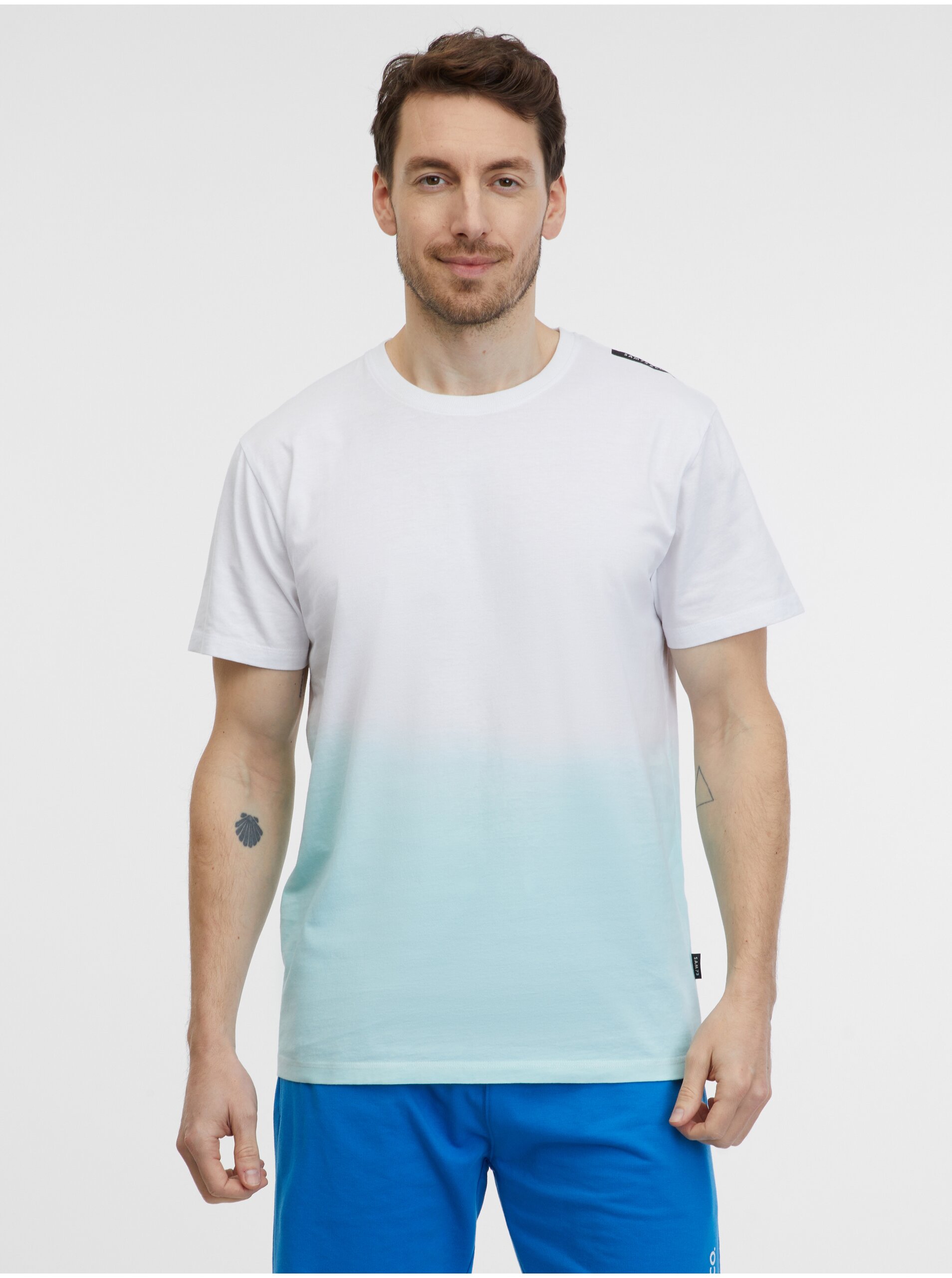 Levně Modro-bílé pánské tričko SAM 73 Vito