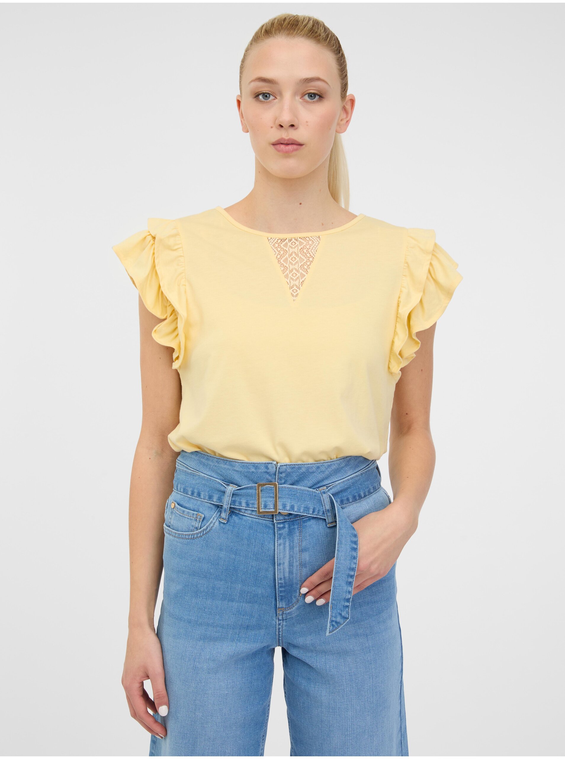 Levně Žluté dámské tričko ORSAY
