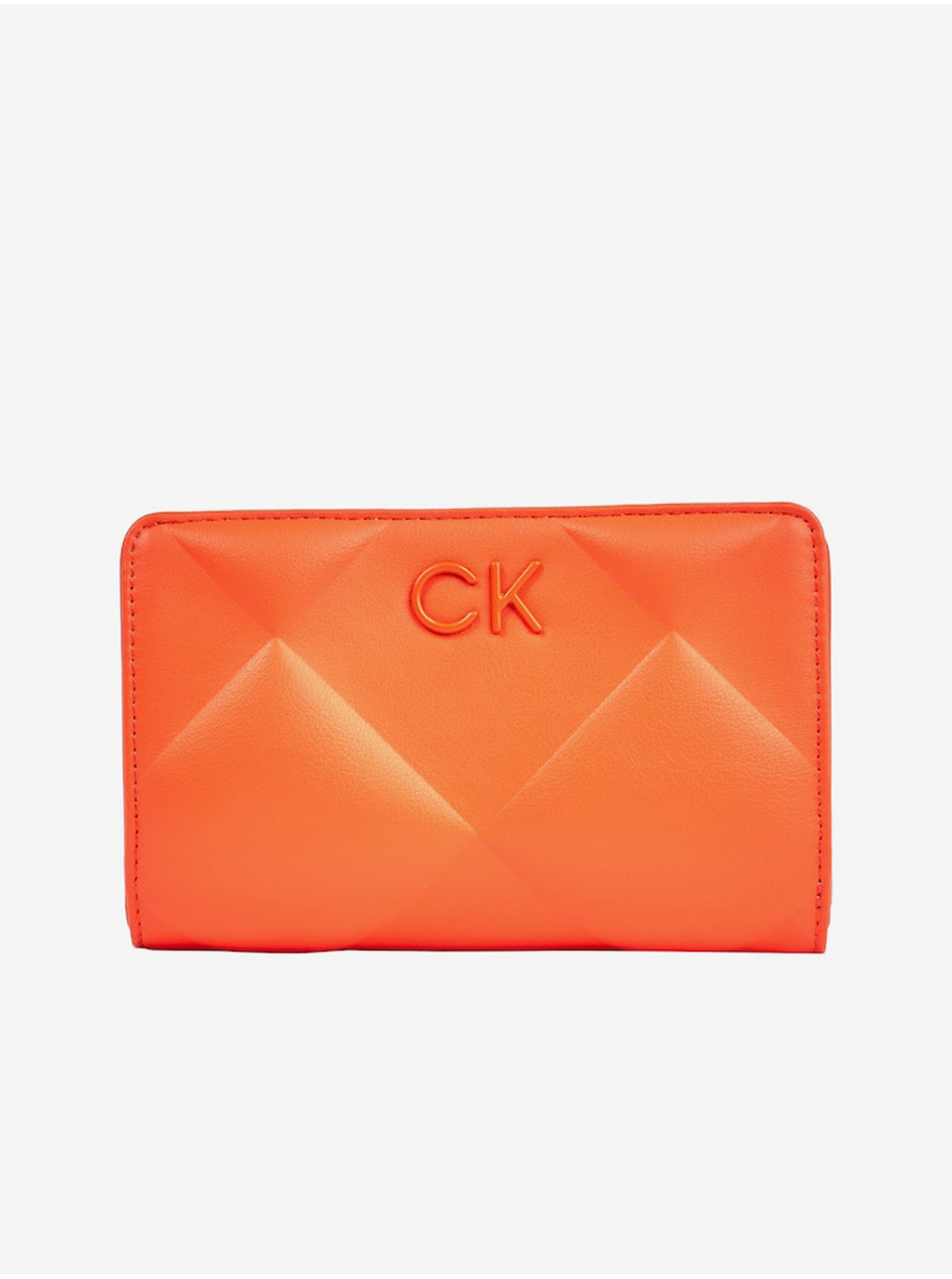 Levně Oranžová dámská peněženka Calvin Klein Re-Lock Quilt Bifold Wallet