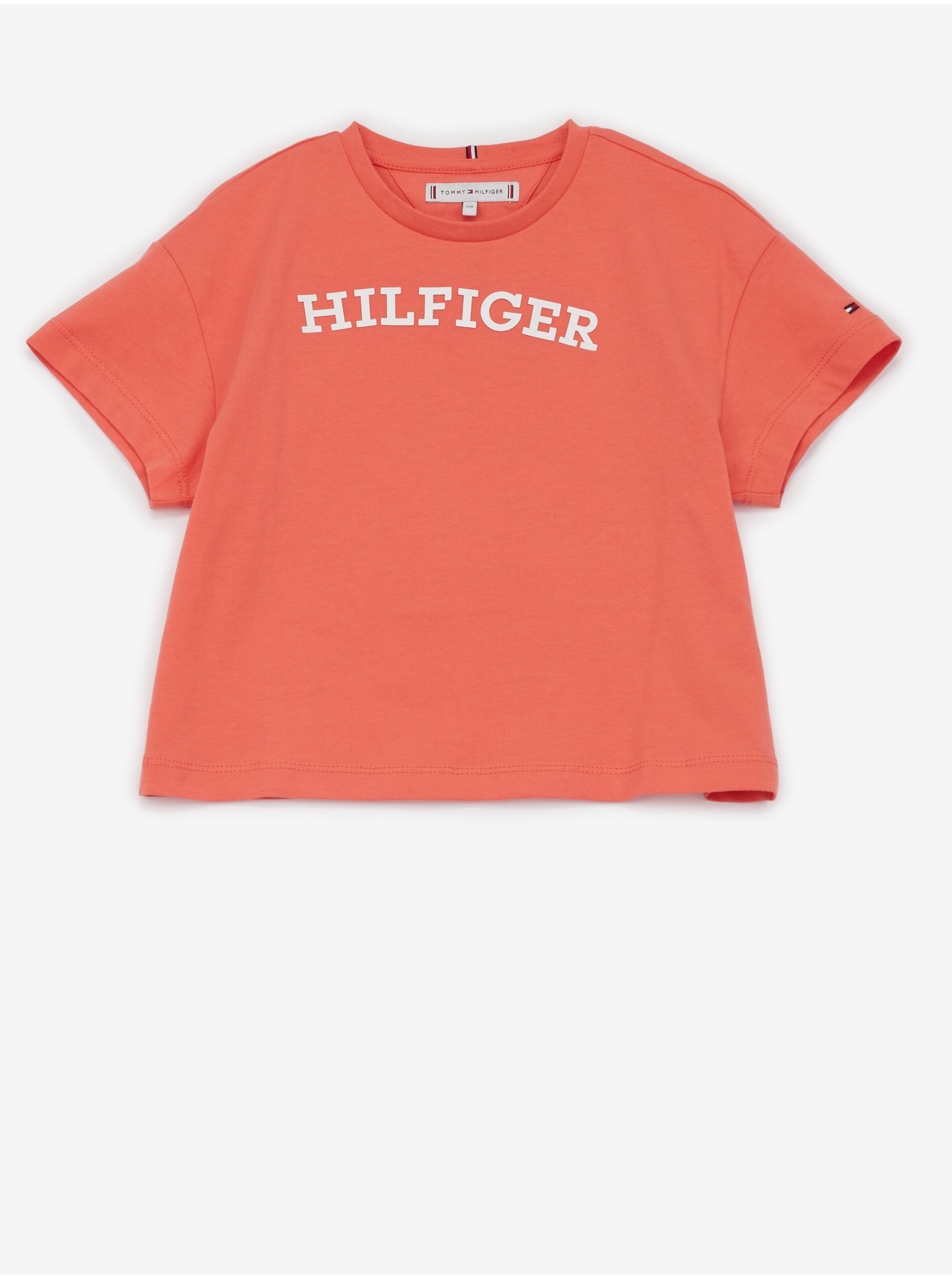 Levně Korálové holčičí tričko Tommy Hilfiger