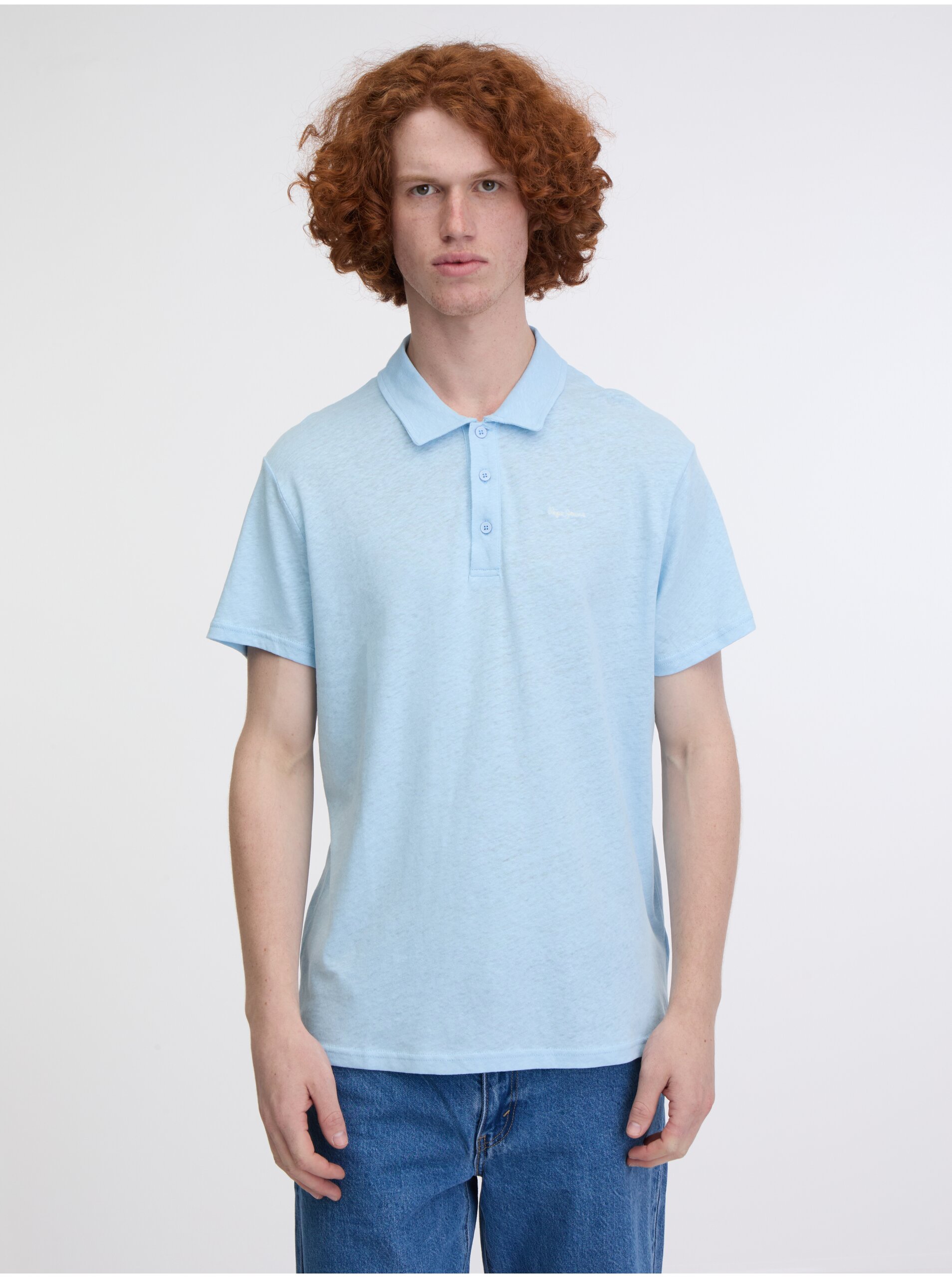 E-shop Světle modré pánské polo tričko Pepe Jeans Faren