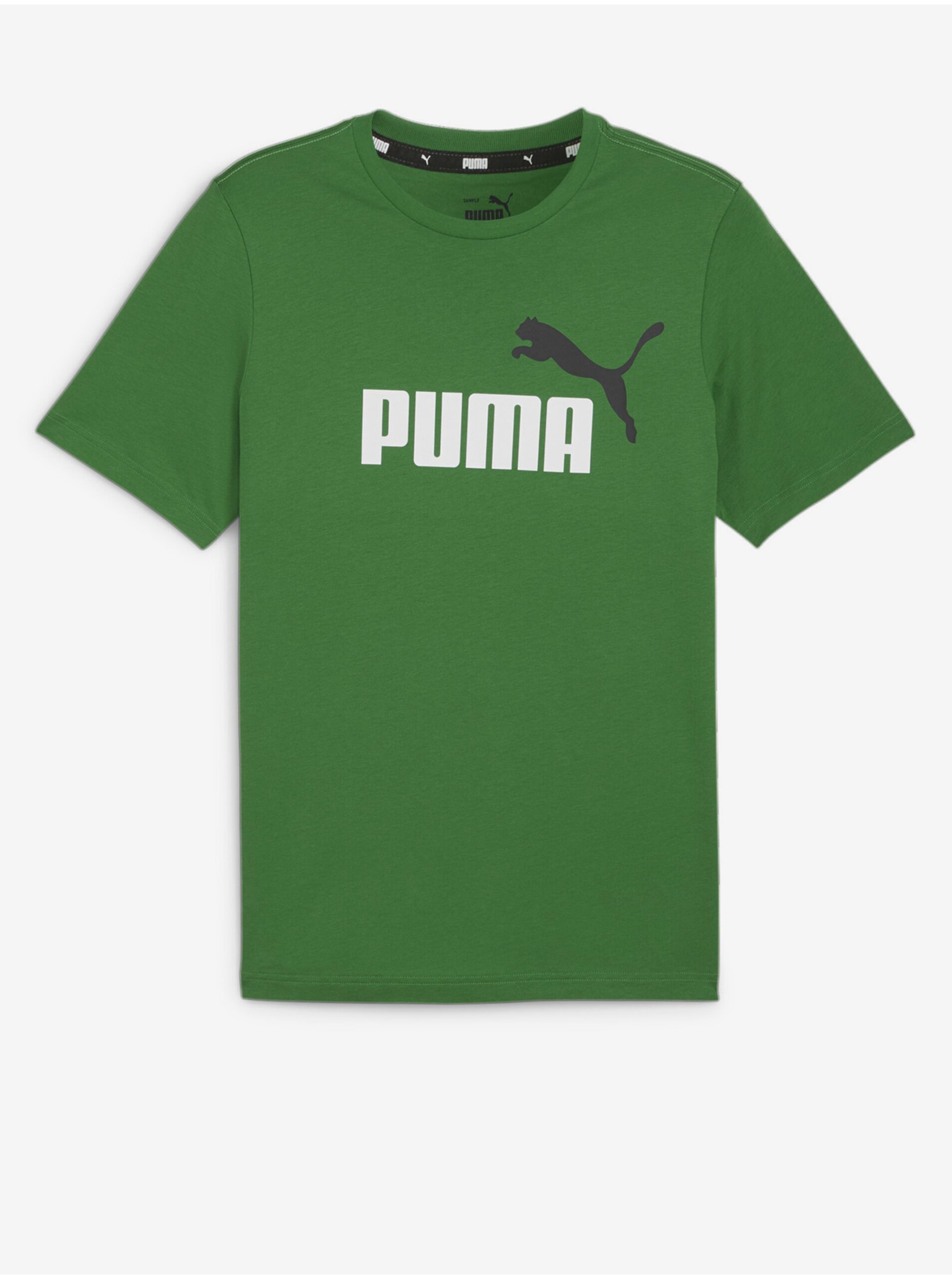 Levně Zelené pánské tričko Puma ESS+ 2 Col Logo Tee