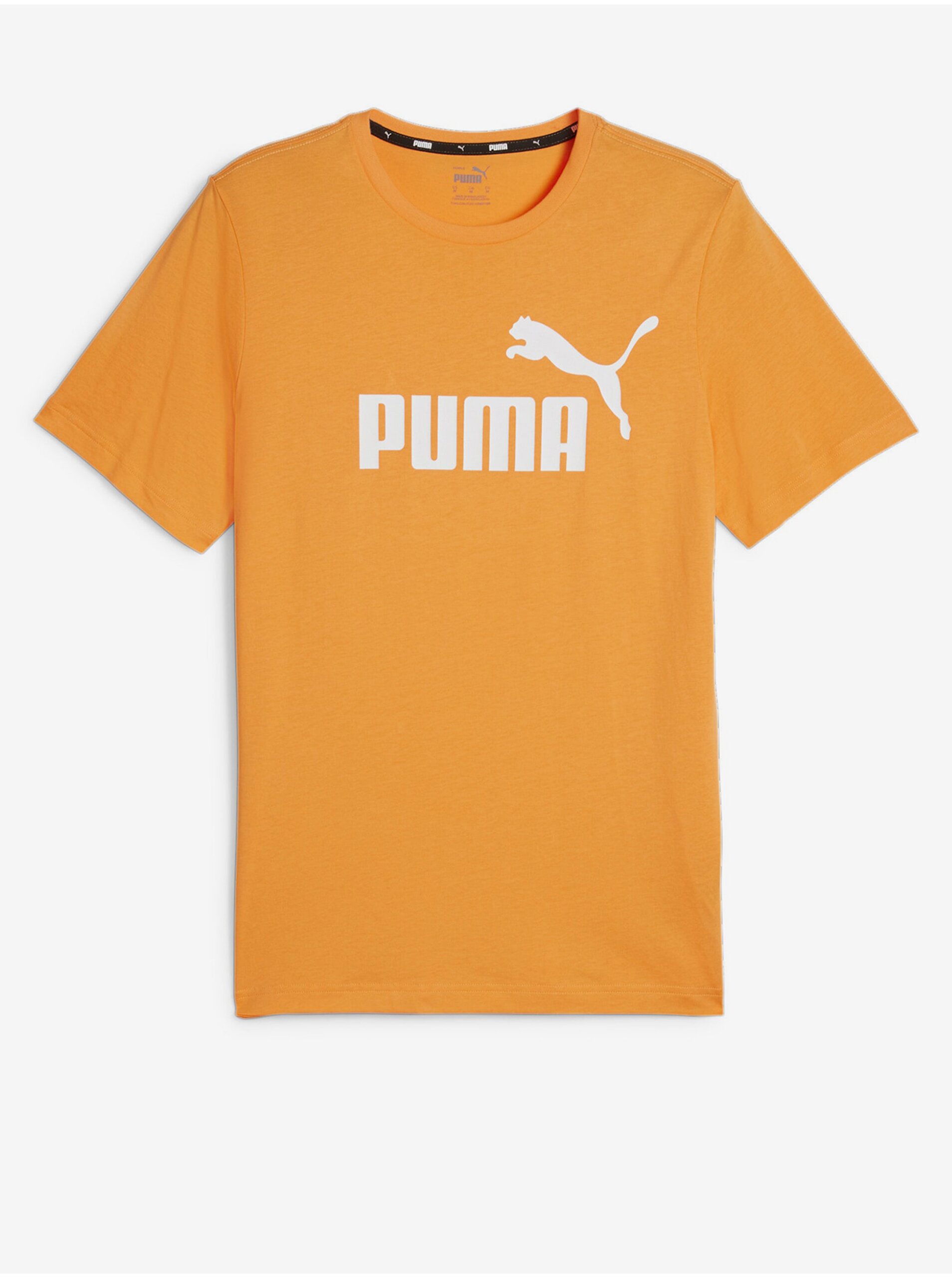 Levně Oranžové pánské tričko Puma ESS Logo Tee