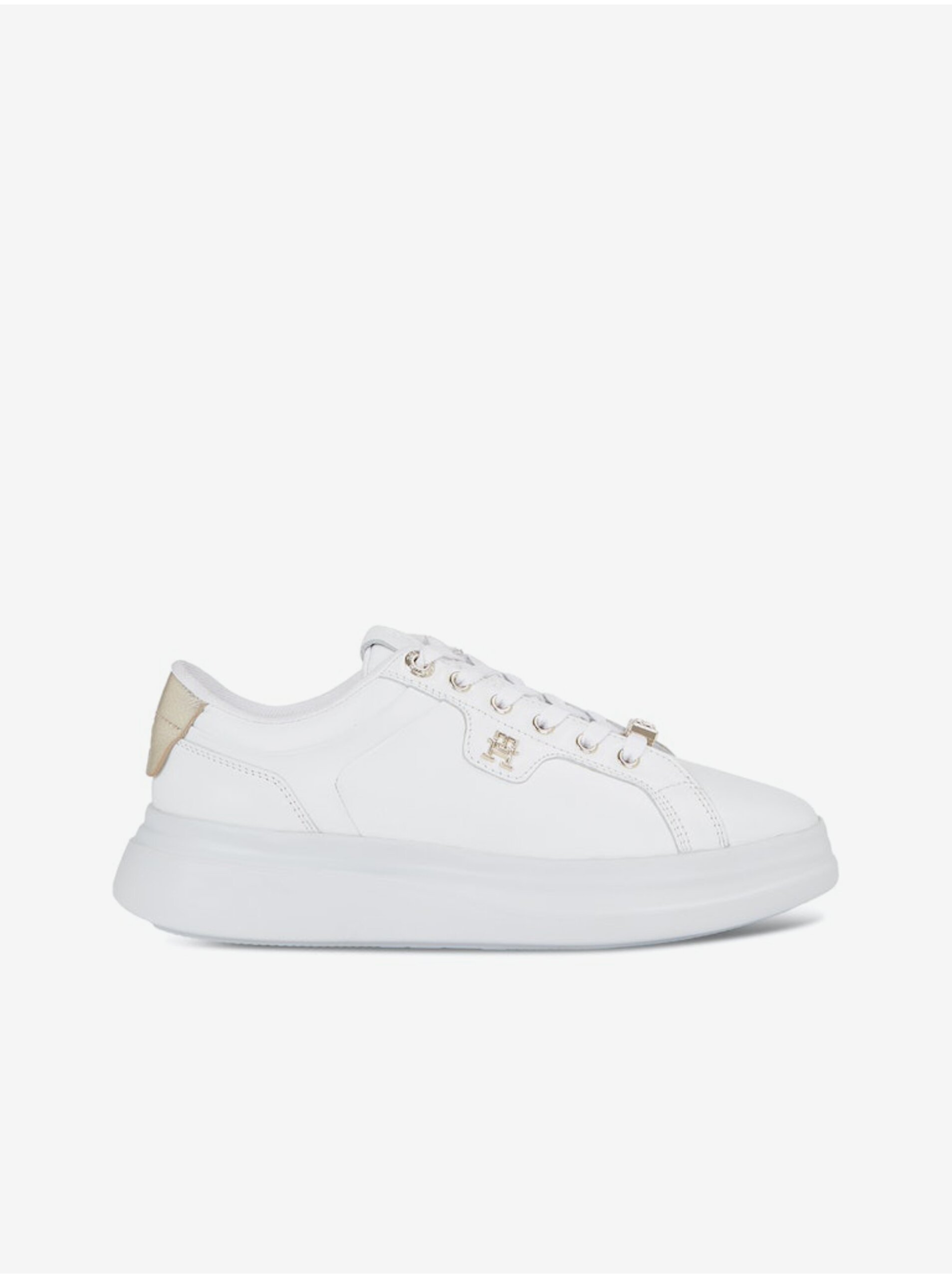 Levně Bílé dámské kožené tenisky Tommy Hilfiger Pointy Court Sneaker Hardware