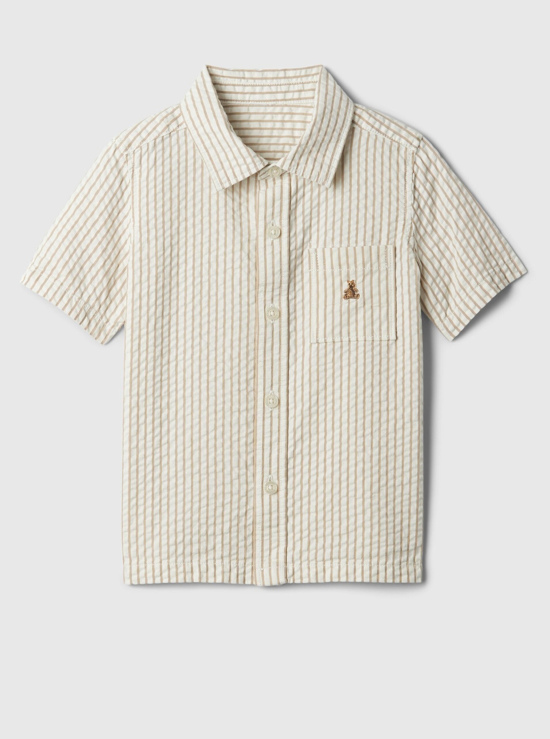 E-shop Béžová chlapčenská pruhovaná košeľa GAP