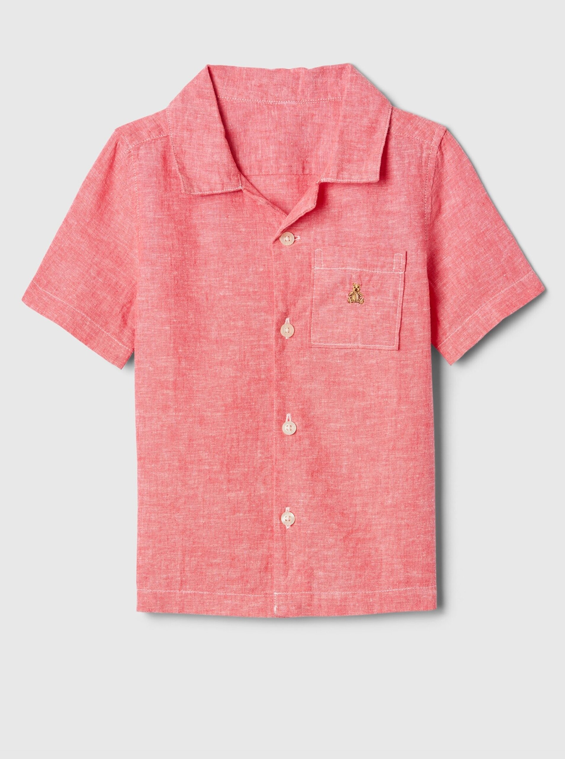 Levně Růžová klučičí lněná košile GAP