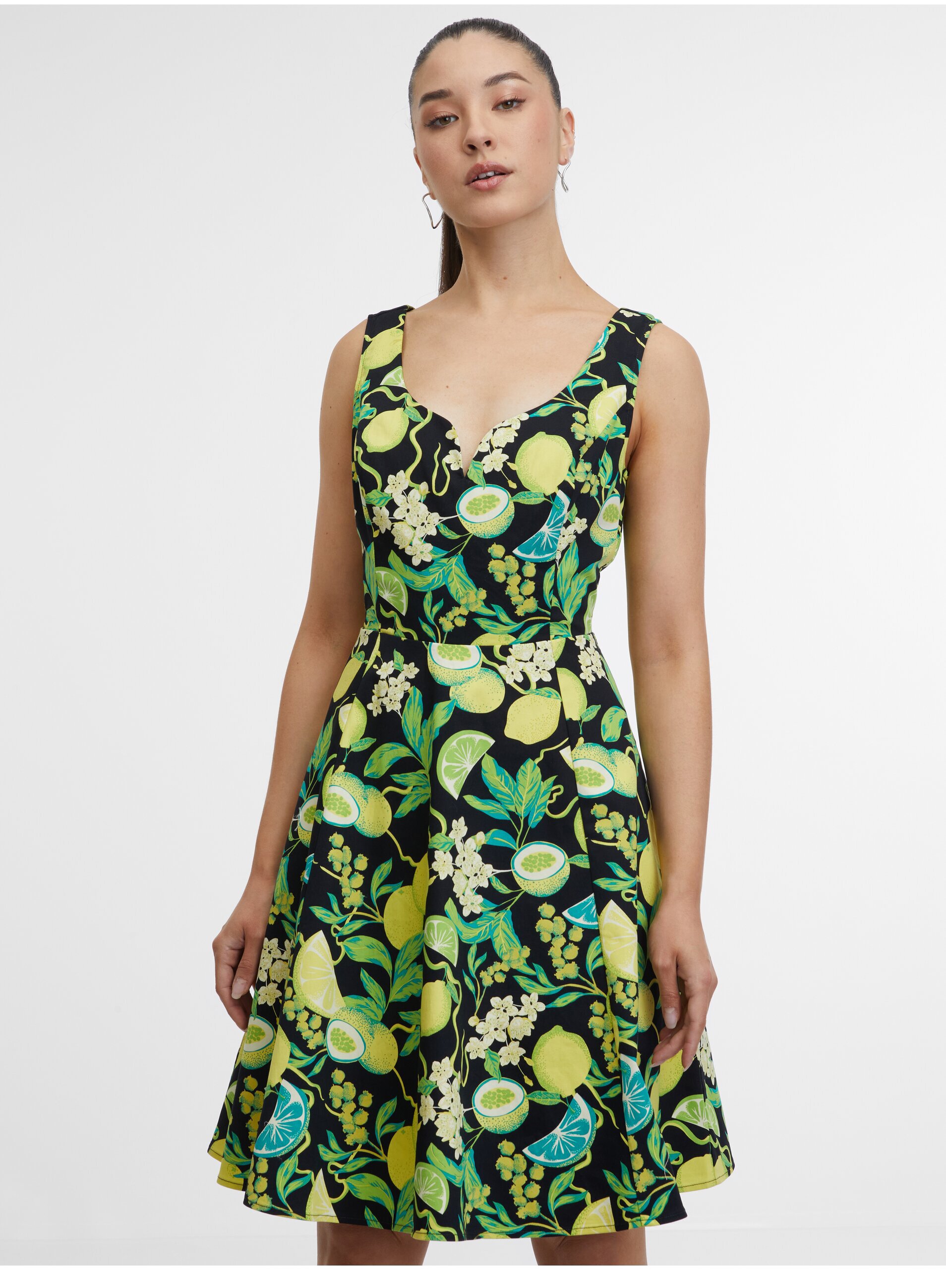 Levně Zelené dámské květované šaty ORSAY