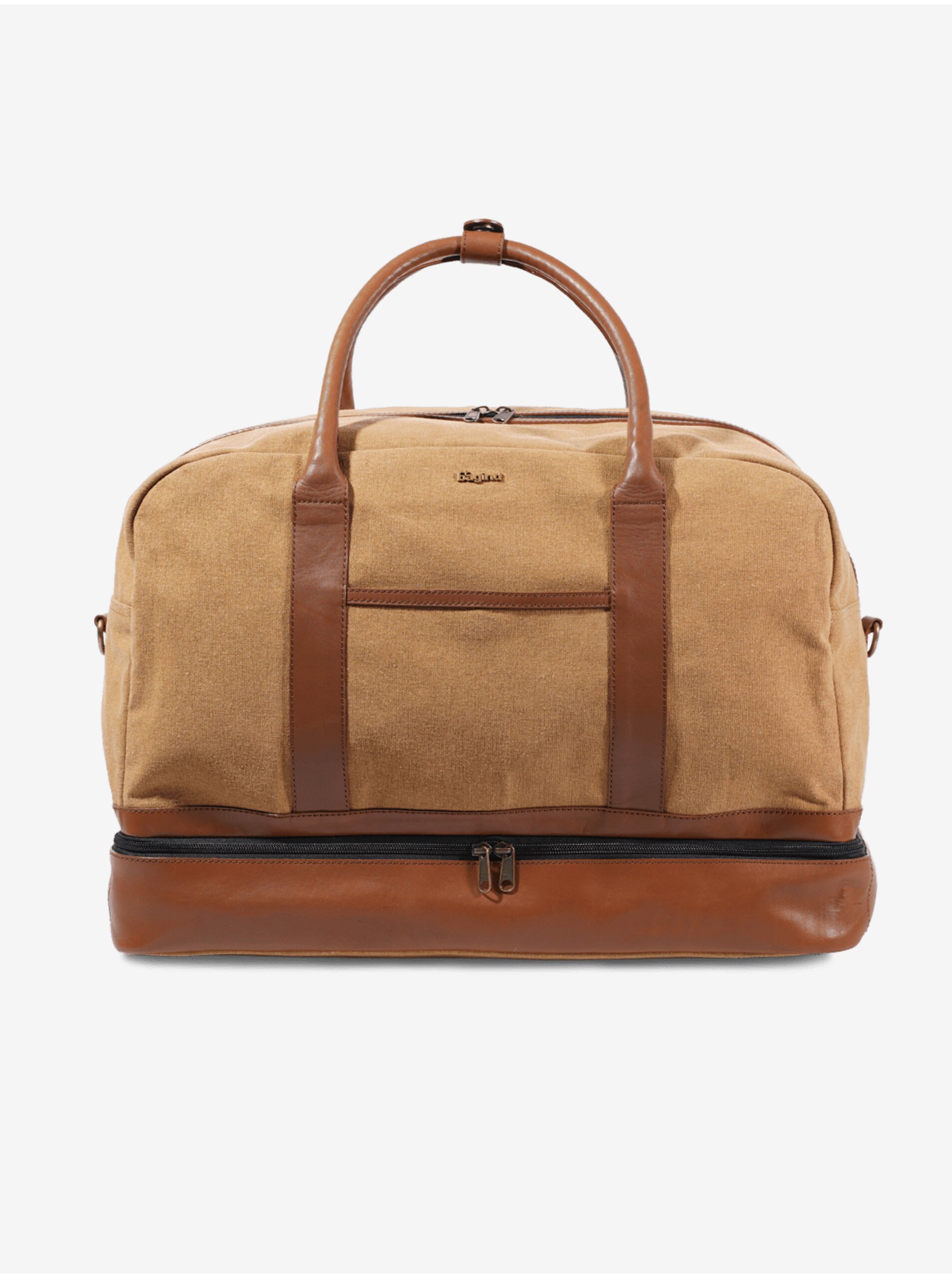 Hnědá elegantní a prostorná cestovní taška z canvasu s koženými detaily Bagind Columbus Tramp