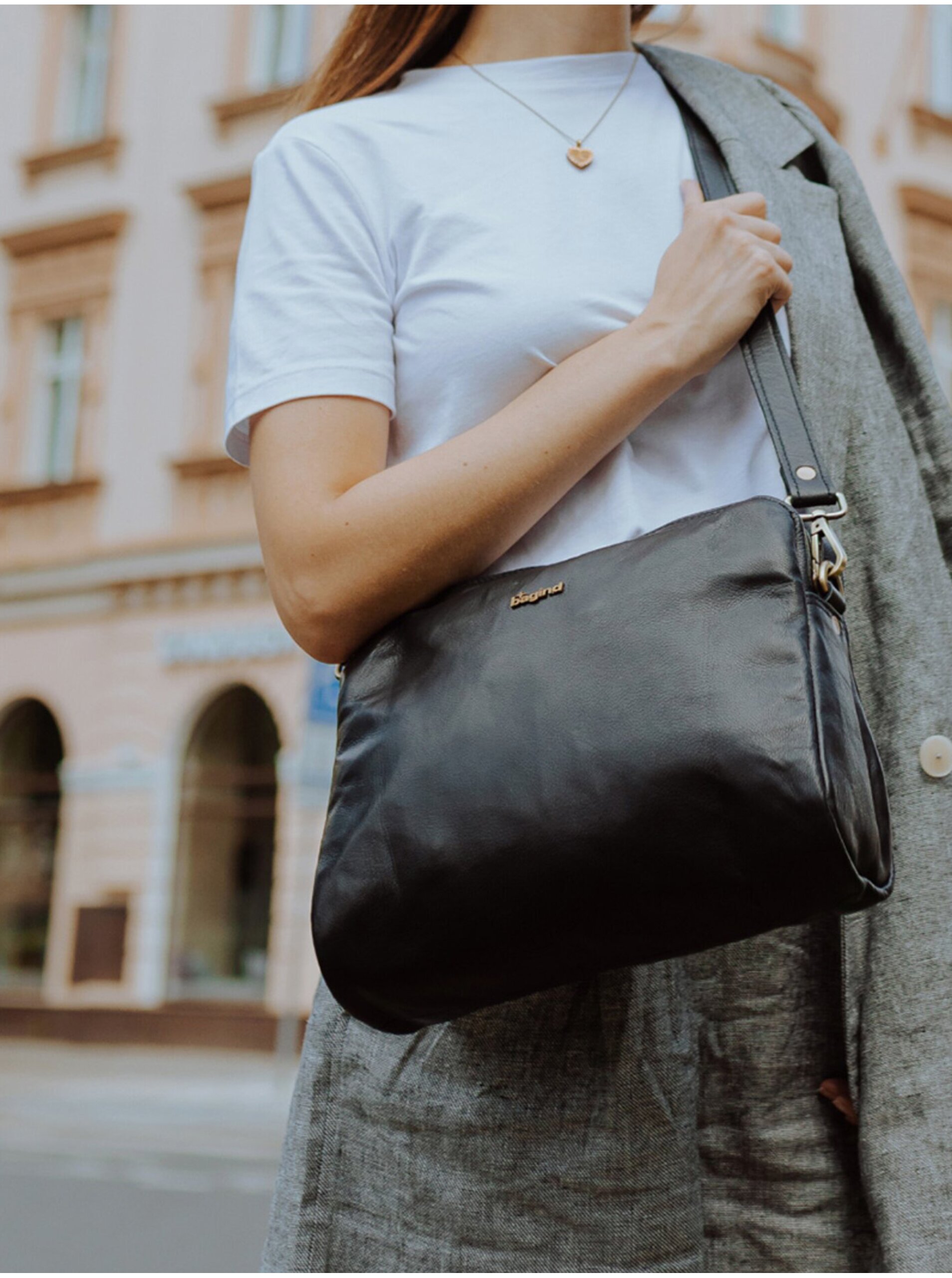 Černá dámská kožená crossbody kabelka Bagind Moye Sirius