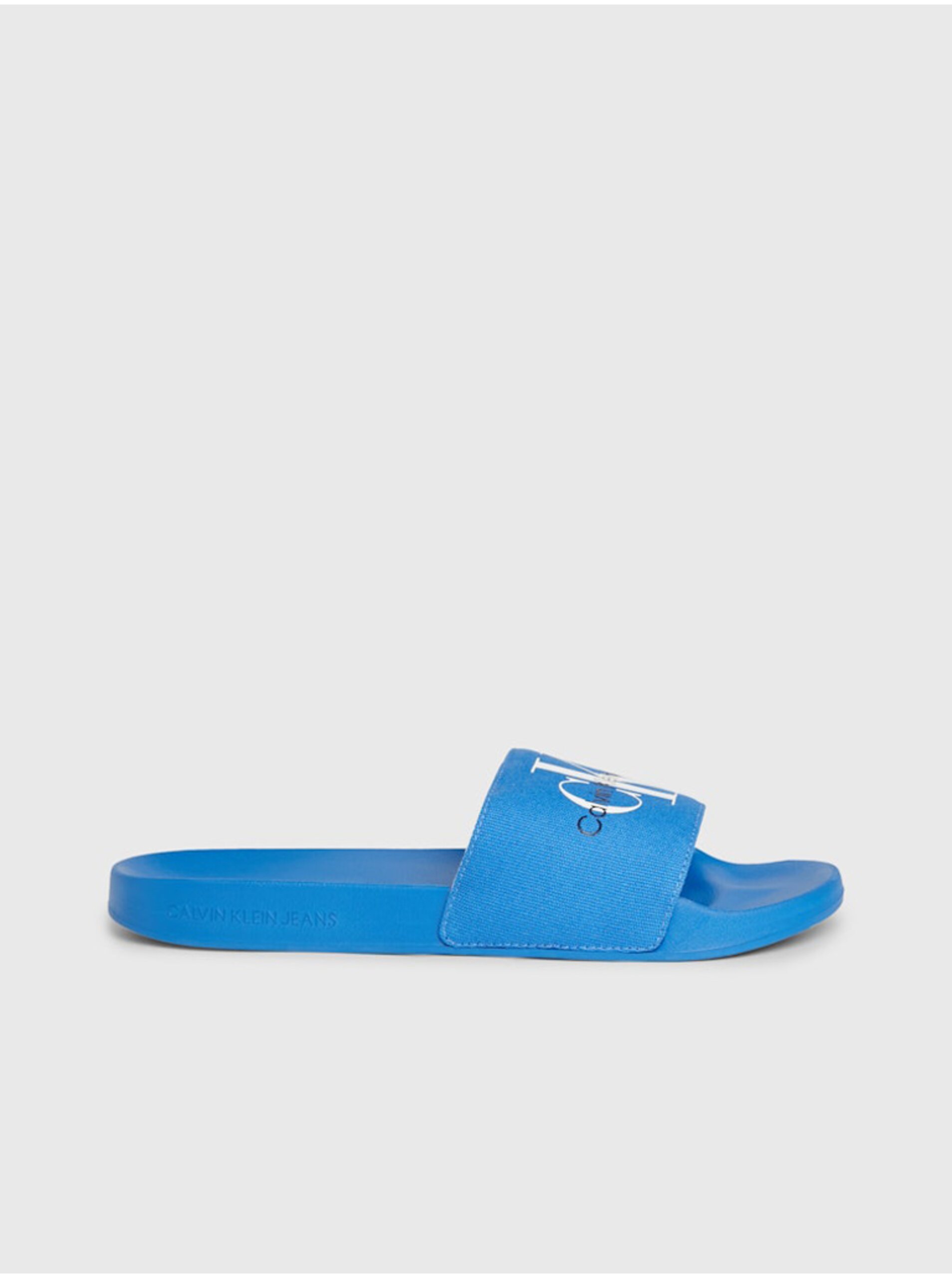Levně Modré pánské pantofle Calvin Klein Slide Monogram