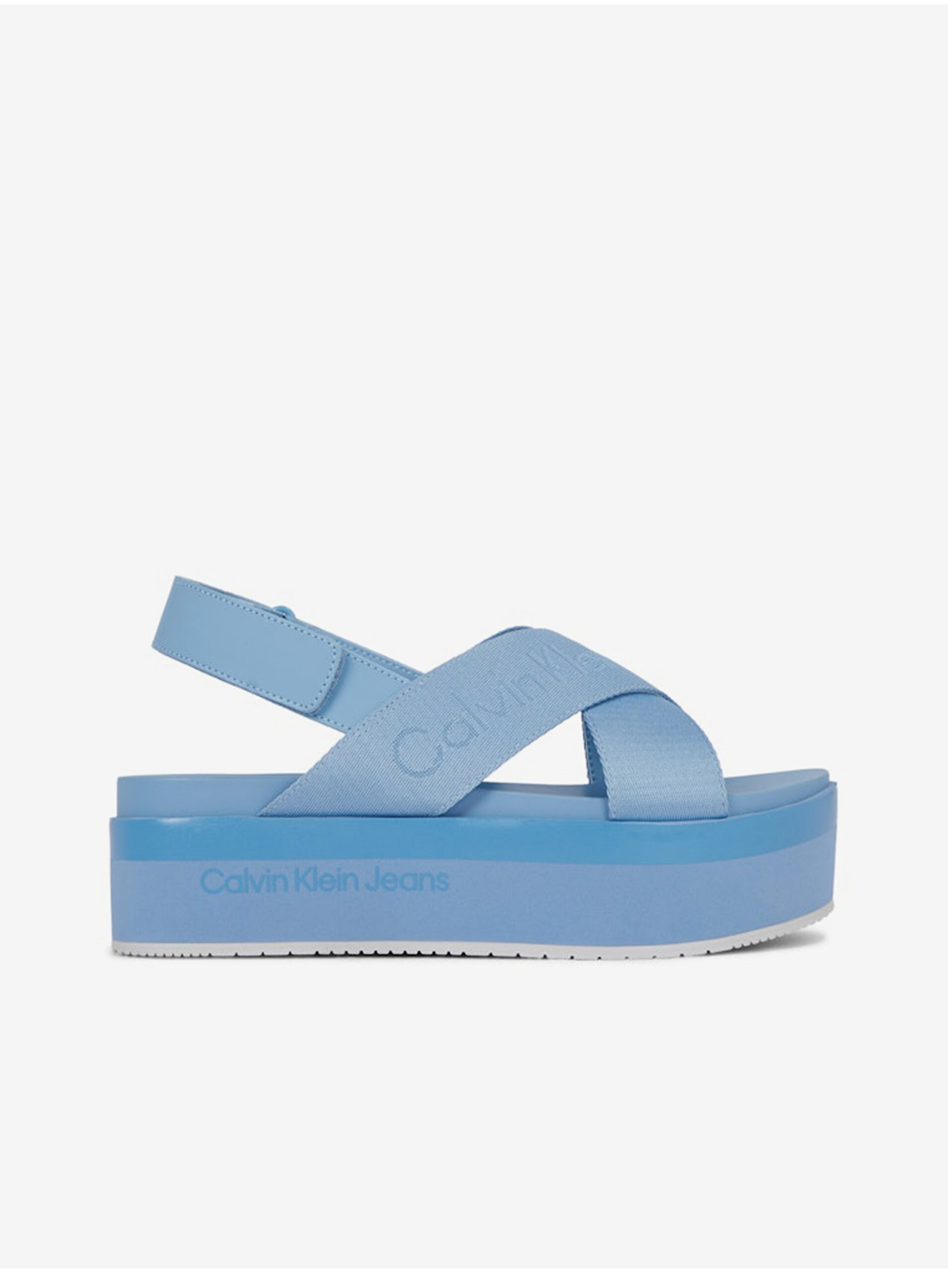 Levně Světle modré dámské sandálky na platformě Calvin Klein Jeans