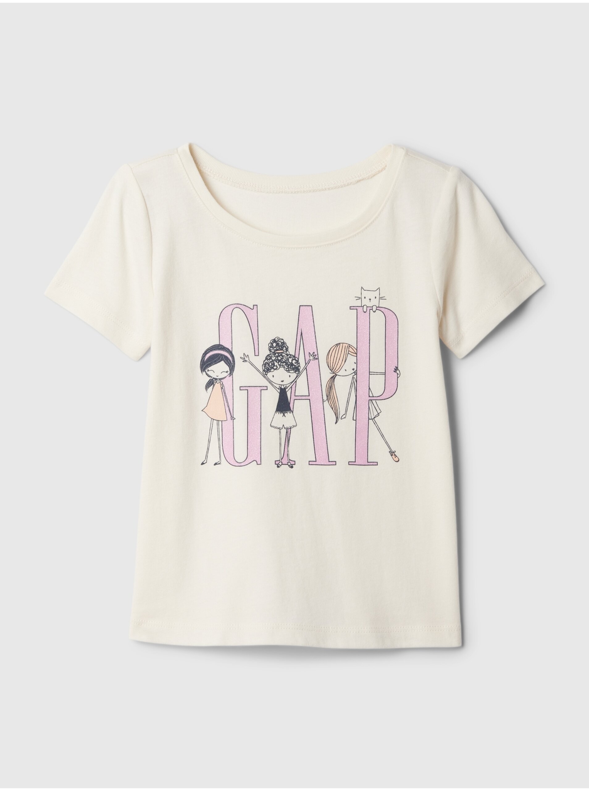 Levně Krémové holčičí tričko s logem GAP