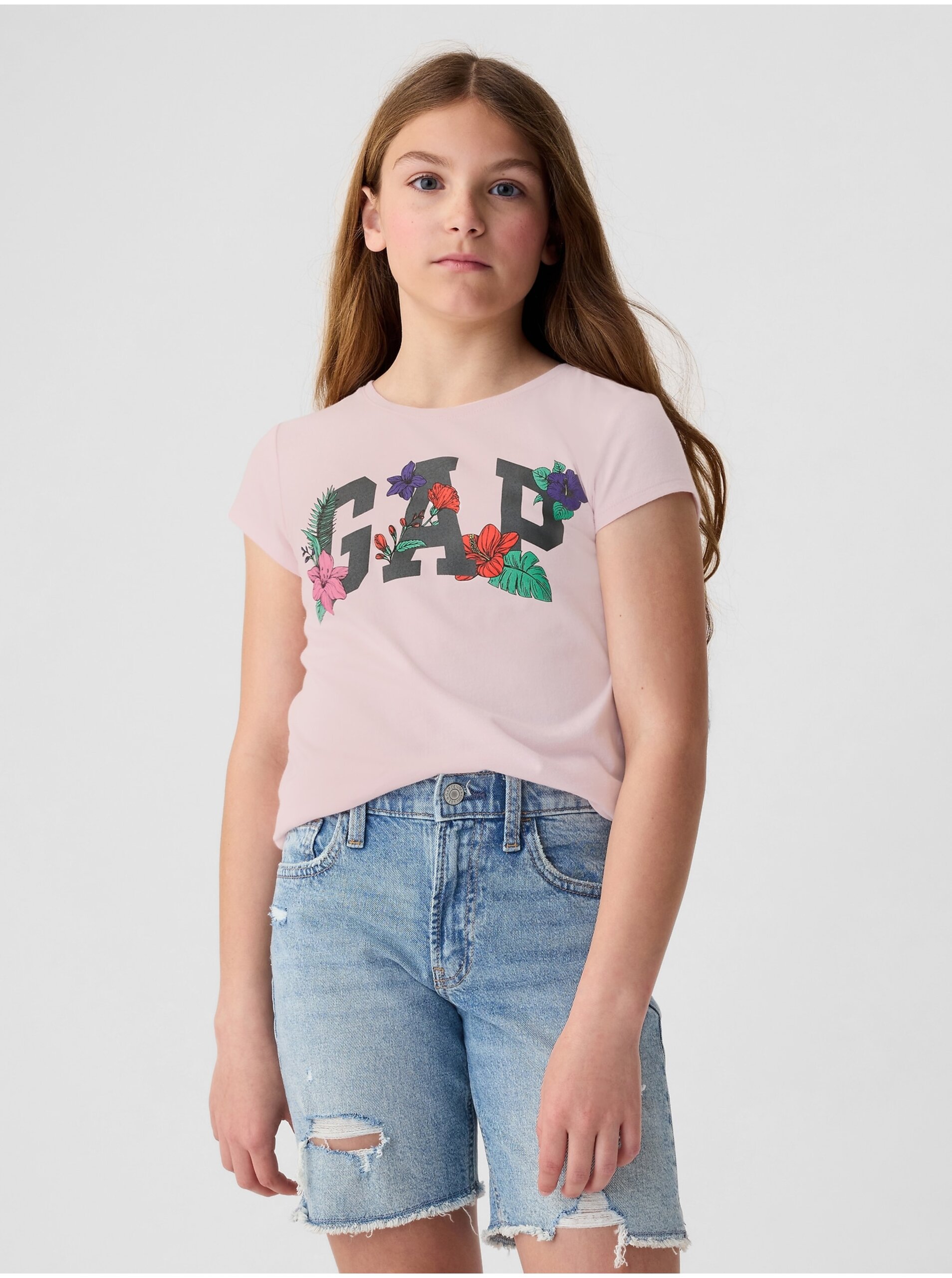 Levně Růžové holčičí tričko s logem GAP