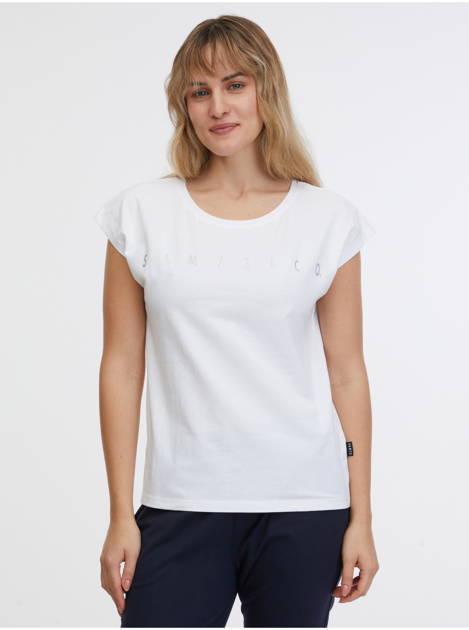 Levně Bílé dámské tričko SAM 73 Octavia