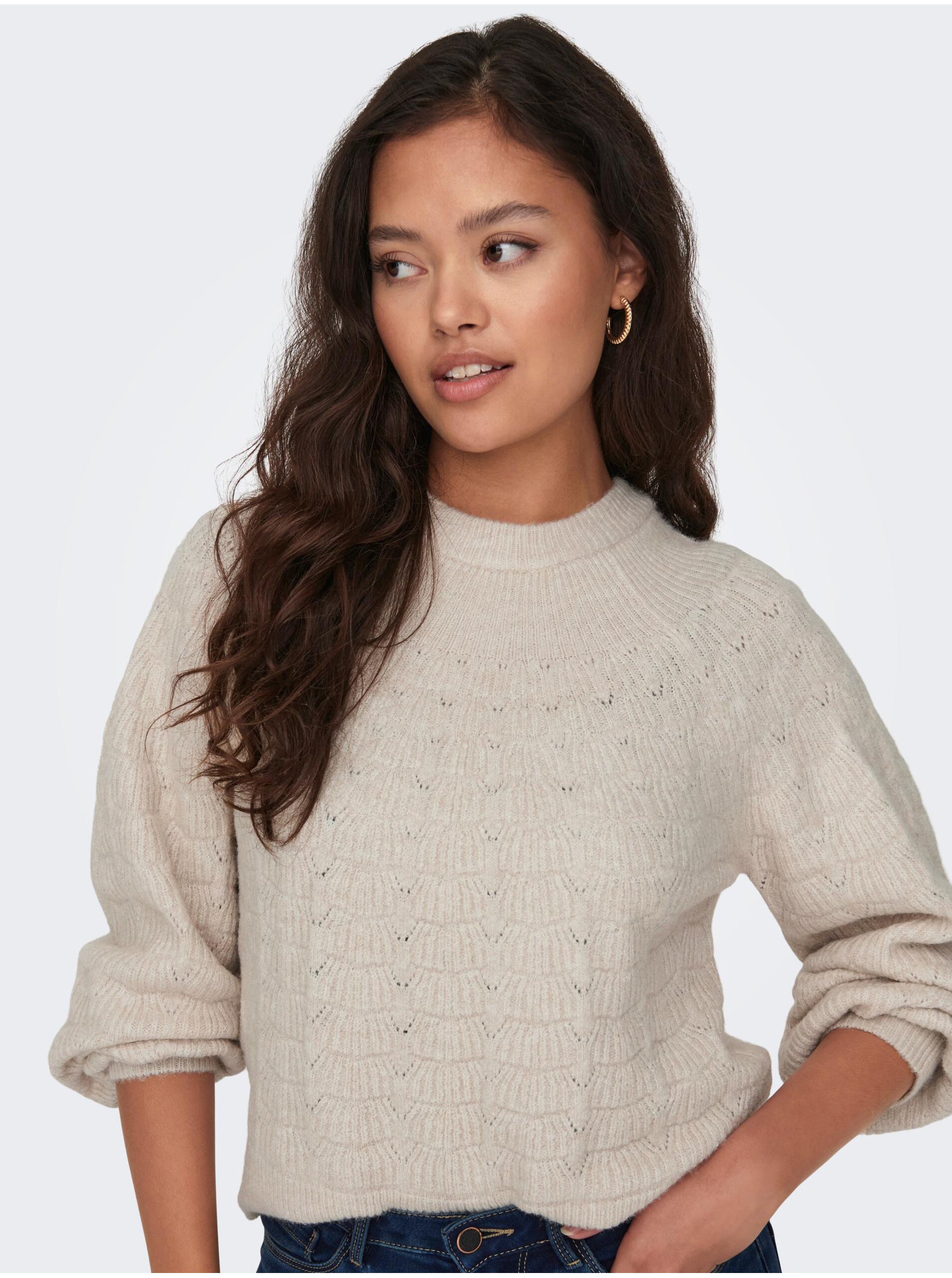 E-shop Béžový dámsky vzorovaný sveter JDY Noora