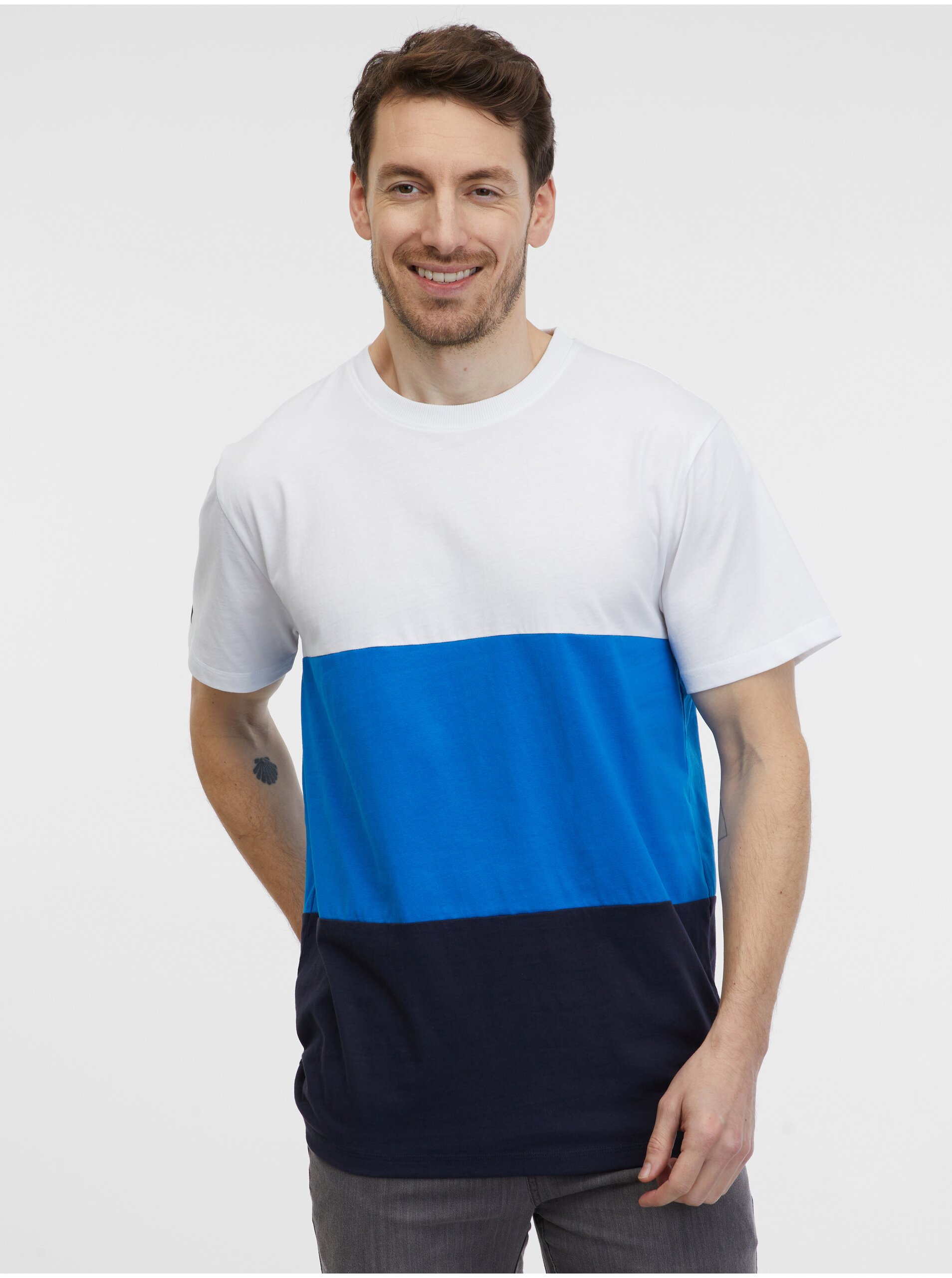 Levně Bílo-modré pánské tričko SAM 73 Norman