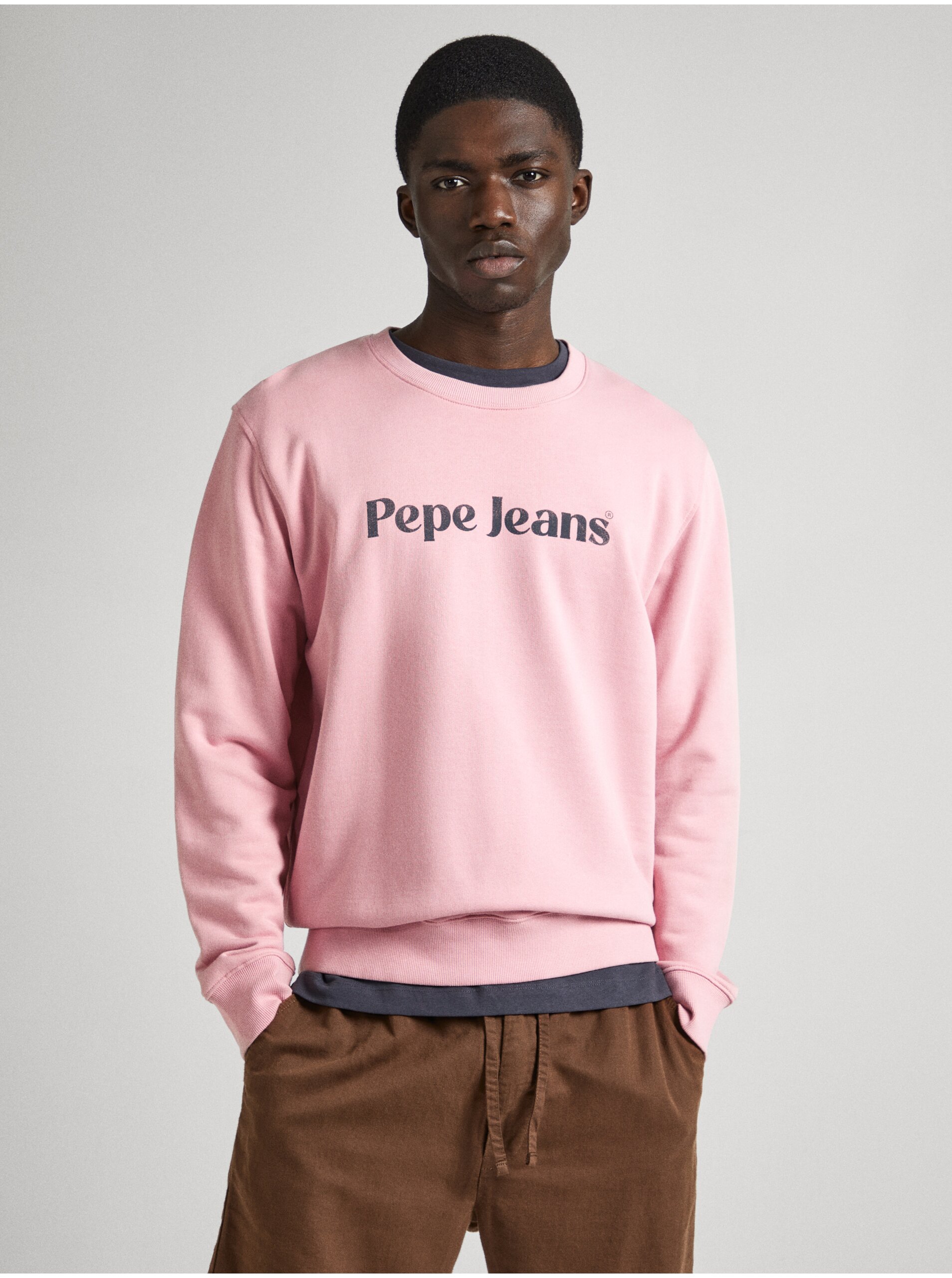Levně Růžová pánská mikina Pepe Jeans