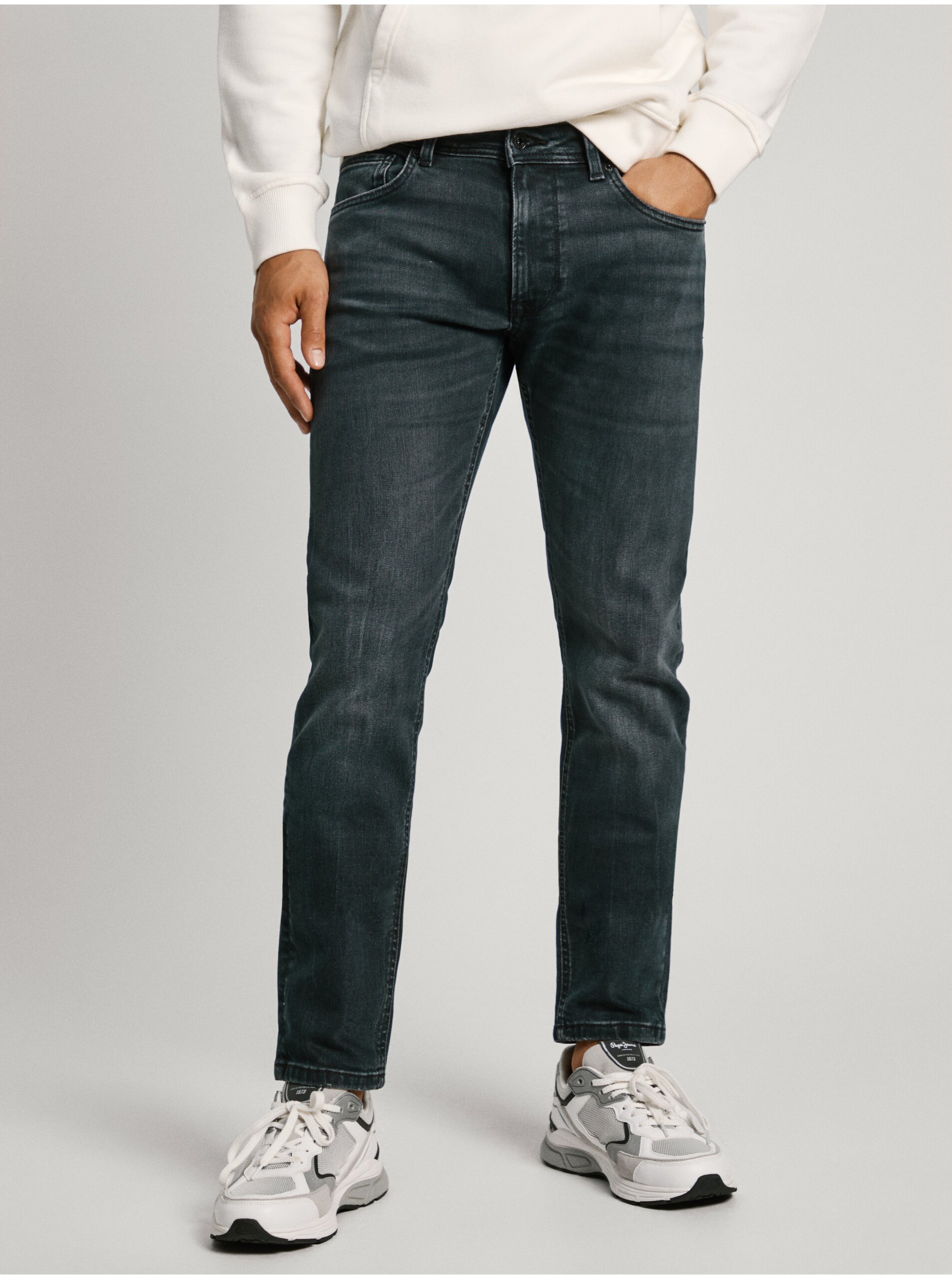 E-shop Tmavě modré pánské straight fit džíny Jeans Pepe Jeans