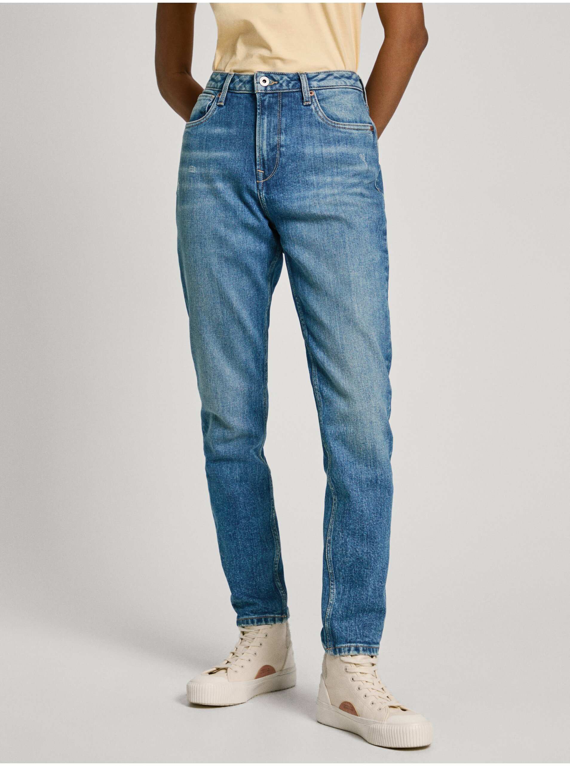 Levně Modré dámské straight fit džíny Jeans Pepe Jeans