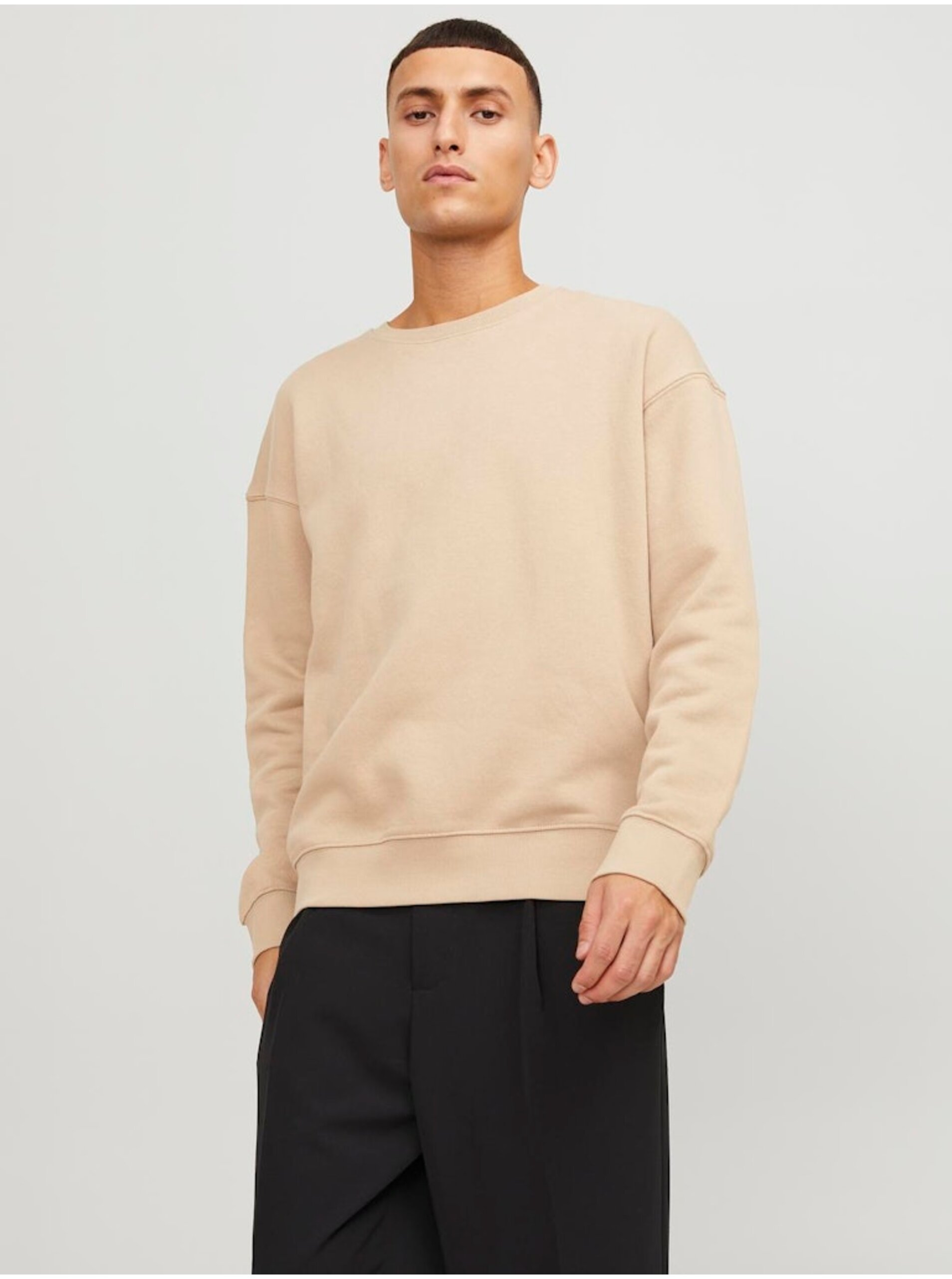 Levně Béžová pánská mikina Jack & Jones