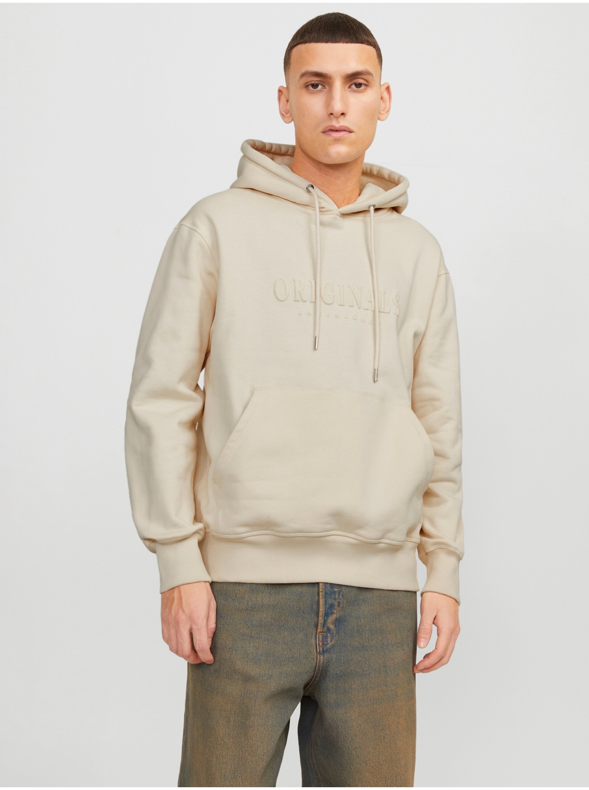 Levně Béžová pánská mikina Jack & Jones Frederiks