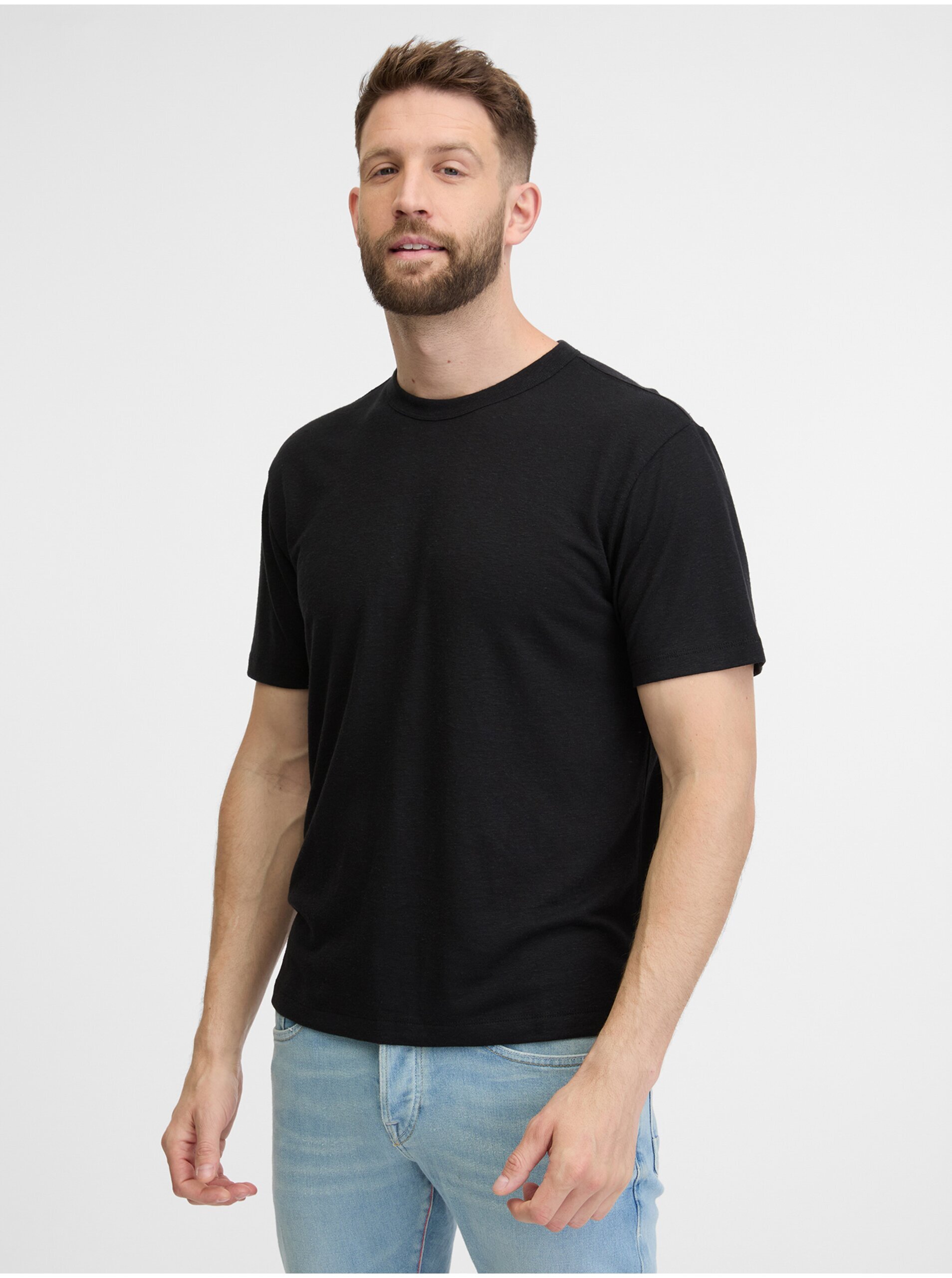 Černí pánské lněné tričko GAP