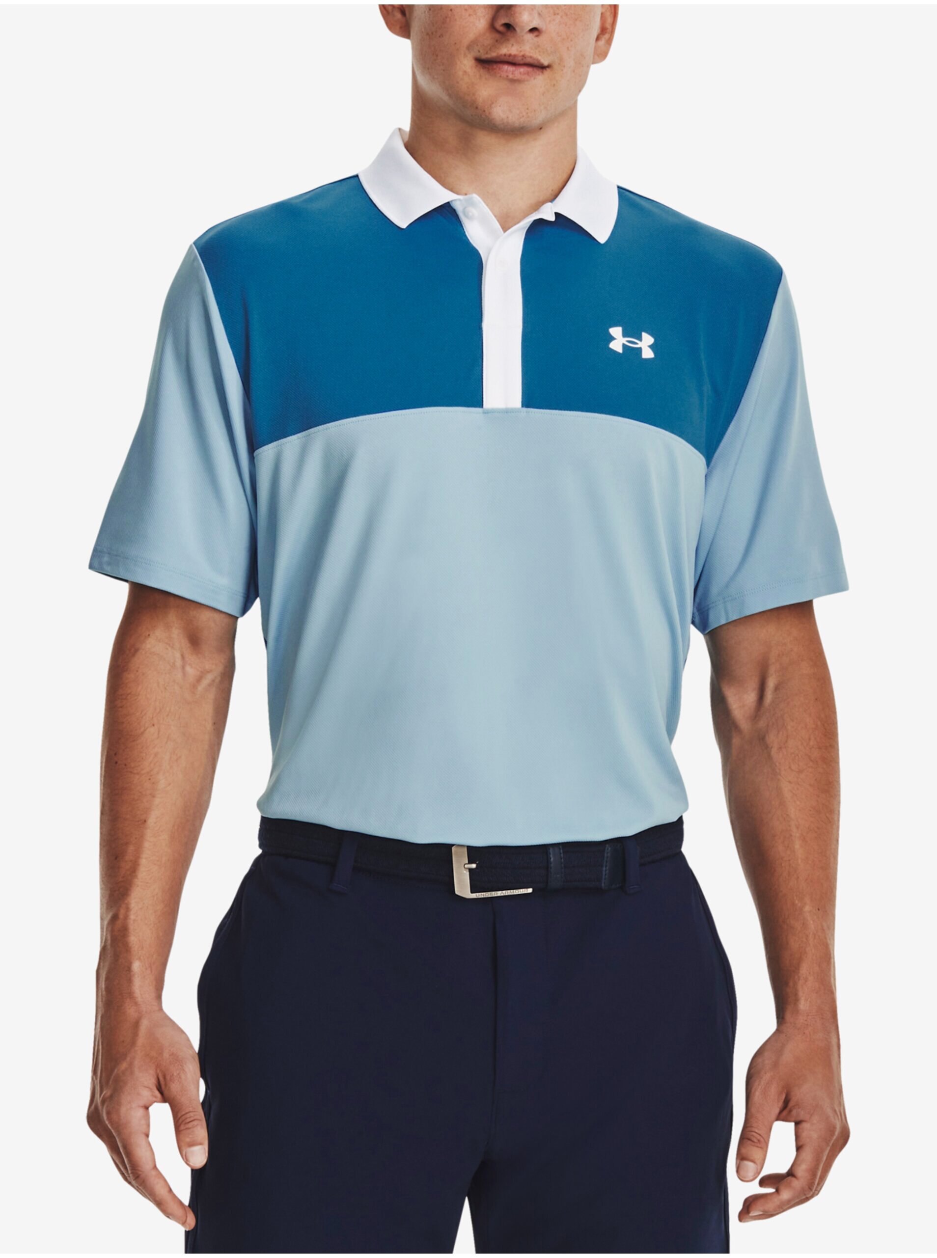 Levně Modré pánské sportovní polo tričko Under Armour UA Performance 3.0 Colorblock Polo