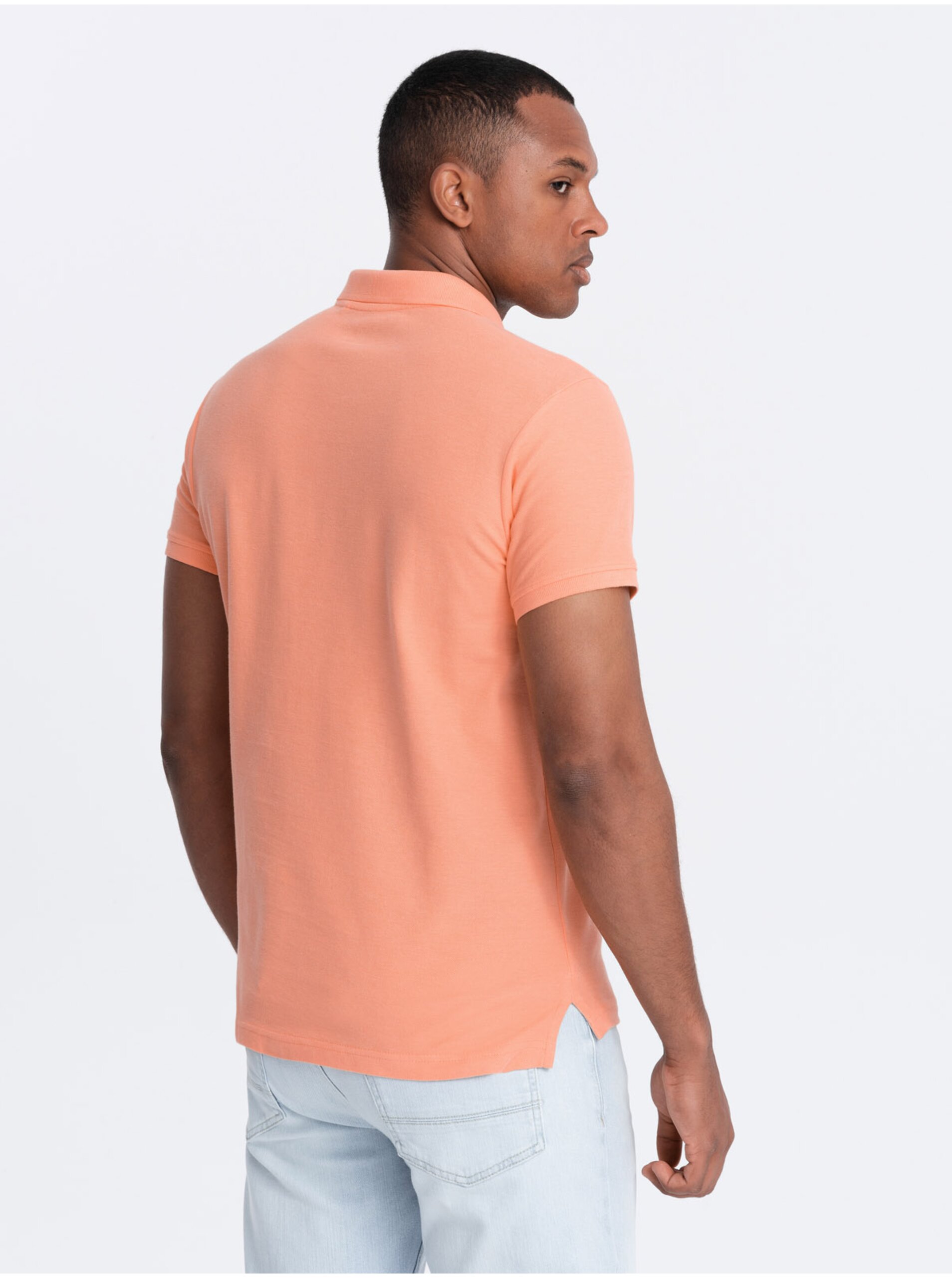 Meruňkové pánské basic polo tričko Ombre Clothing