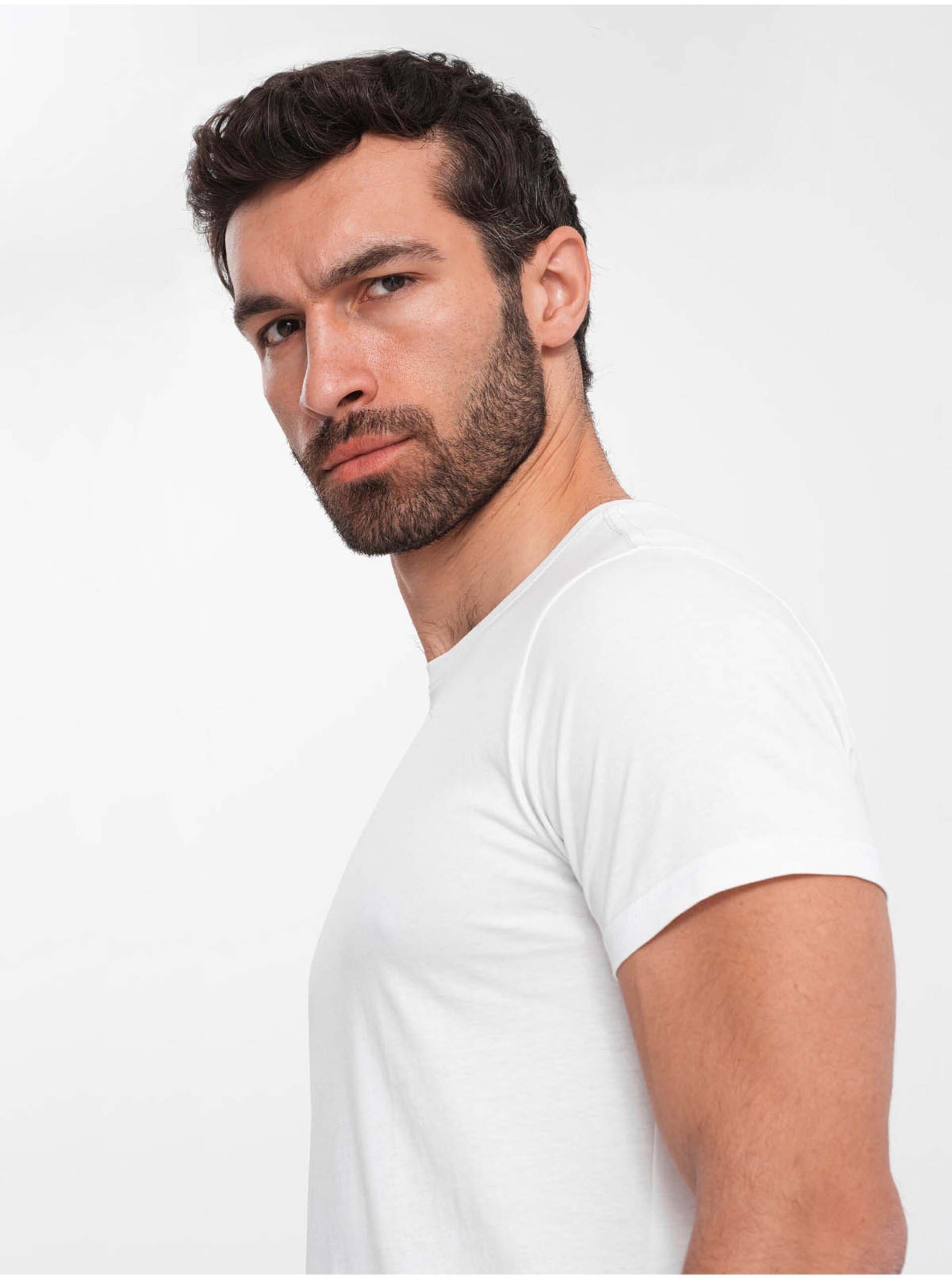 E-shop Pánské klasické bavlněné tričko BASIC Ombre Clothing bílá