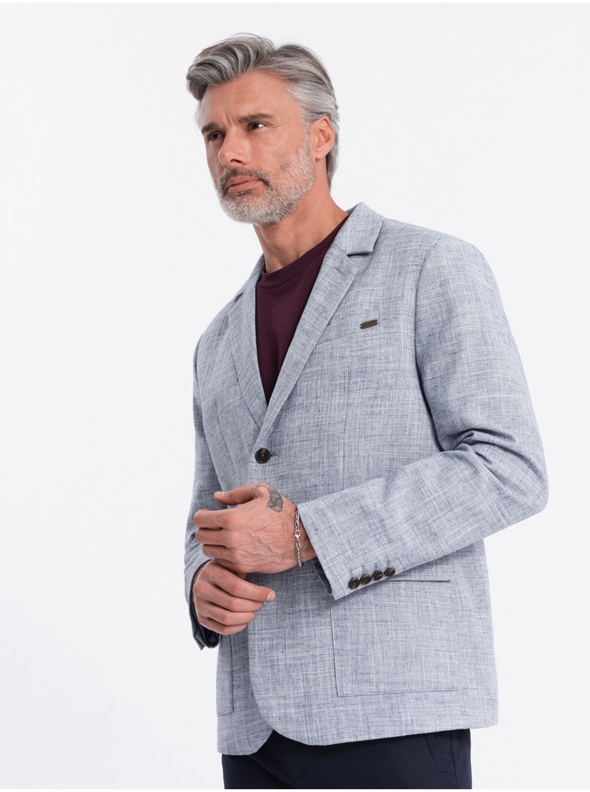 Světle modré pánské sako Ombre Clothing