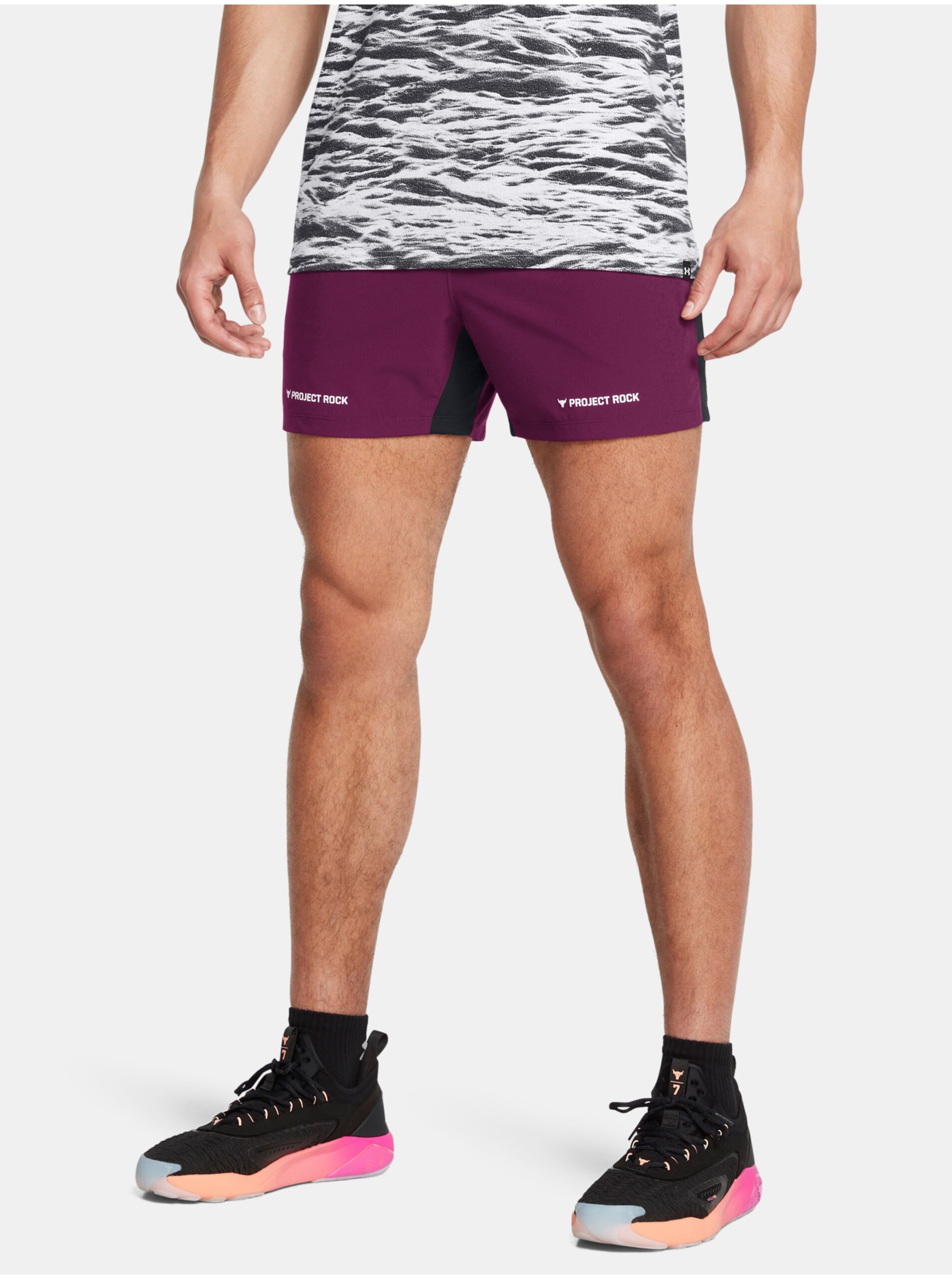 Fialové pánské kraťasy Under Armour Project Rock Ultimate 5