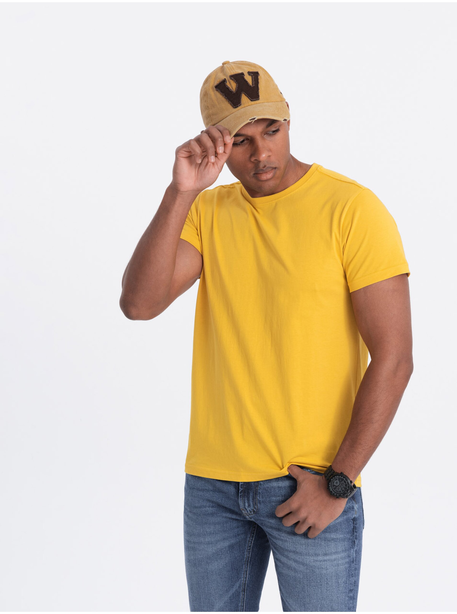 Levně Bavlněná trička BASIC v balení 3 ks Ombre Clothing