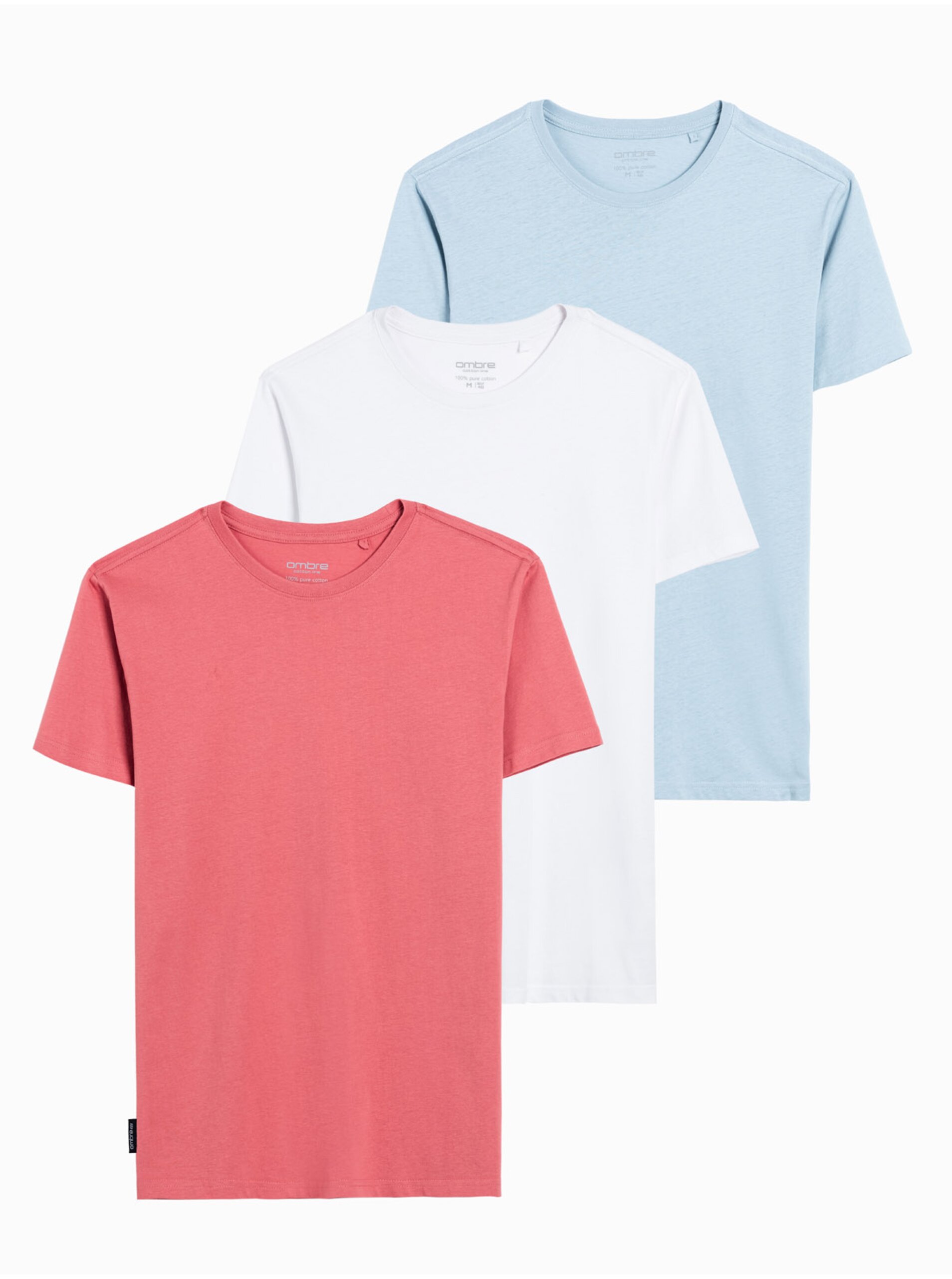 Bavlněná trička BASIC v sadě 3 ks Ombre Clothing