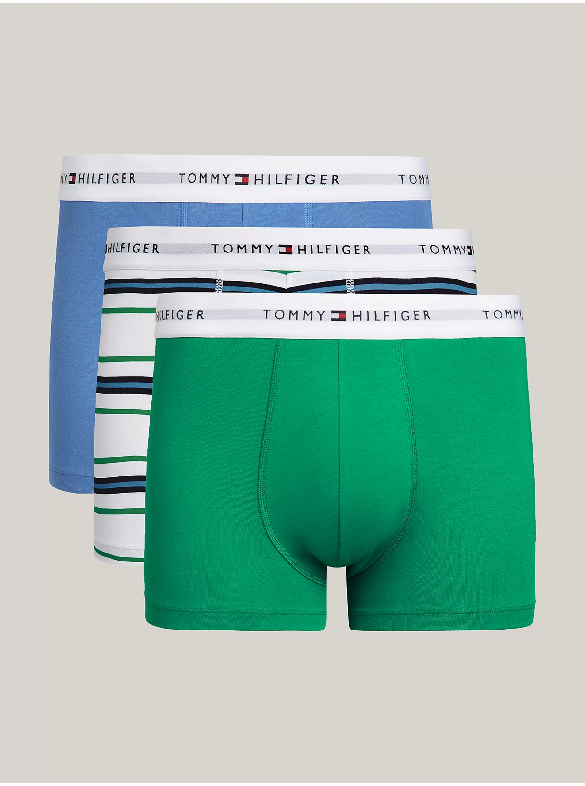 Sada tří pánských boxerek v modré a zelené barvě Tommy Hilfiger Underwear