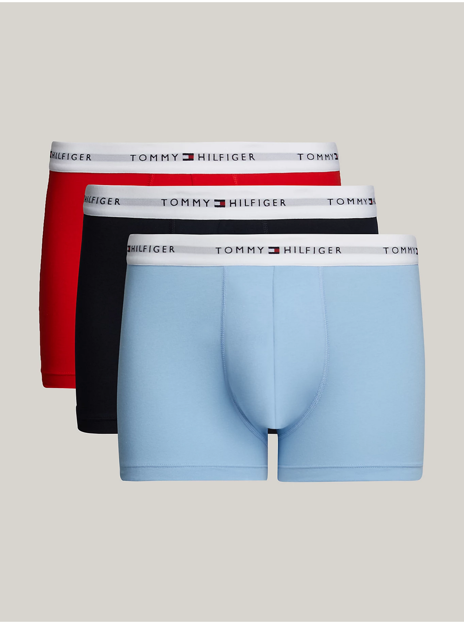 Sada tří pánských boxerek v modré a červené barvě Tommy Hilfiger Underwear