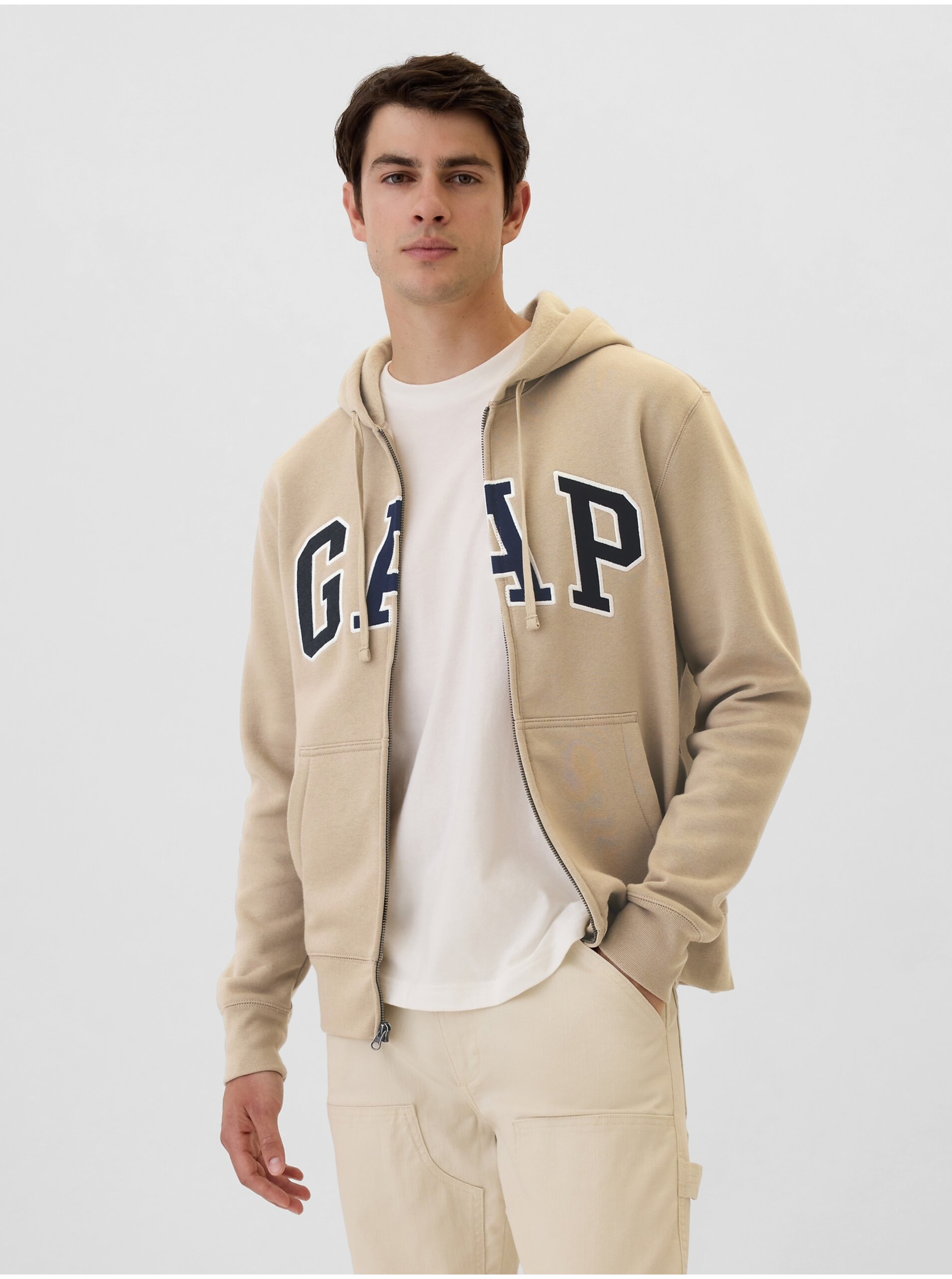 Mikina GAP Fullzip Hoodie Khaki S