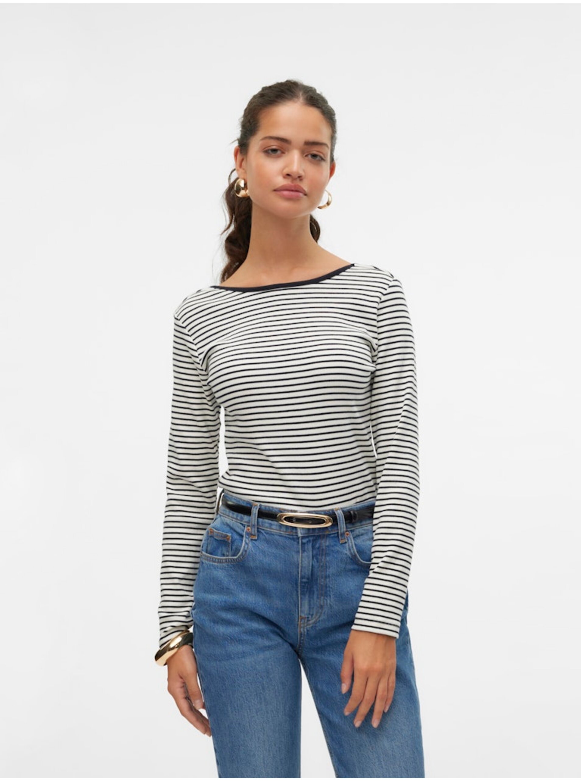 Černo-bílé dámské pruhované tričko Vero Moda Chloe