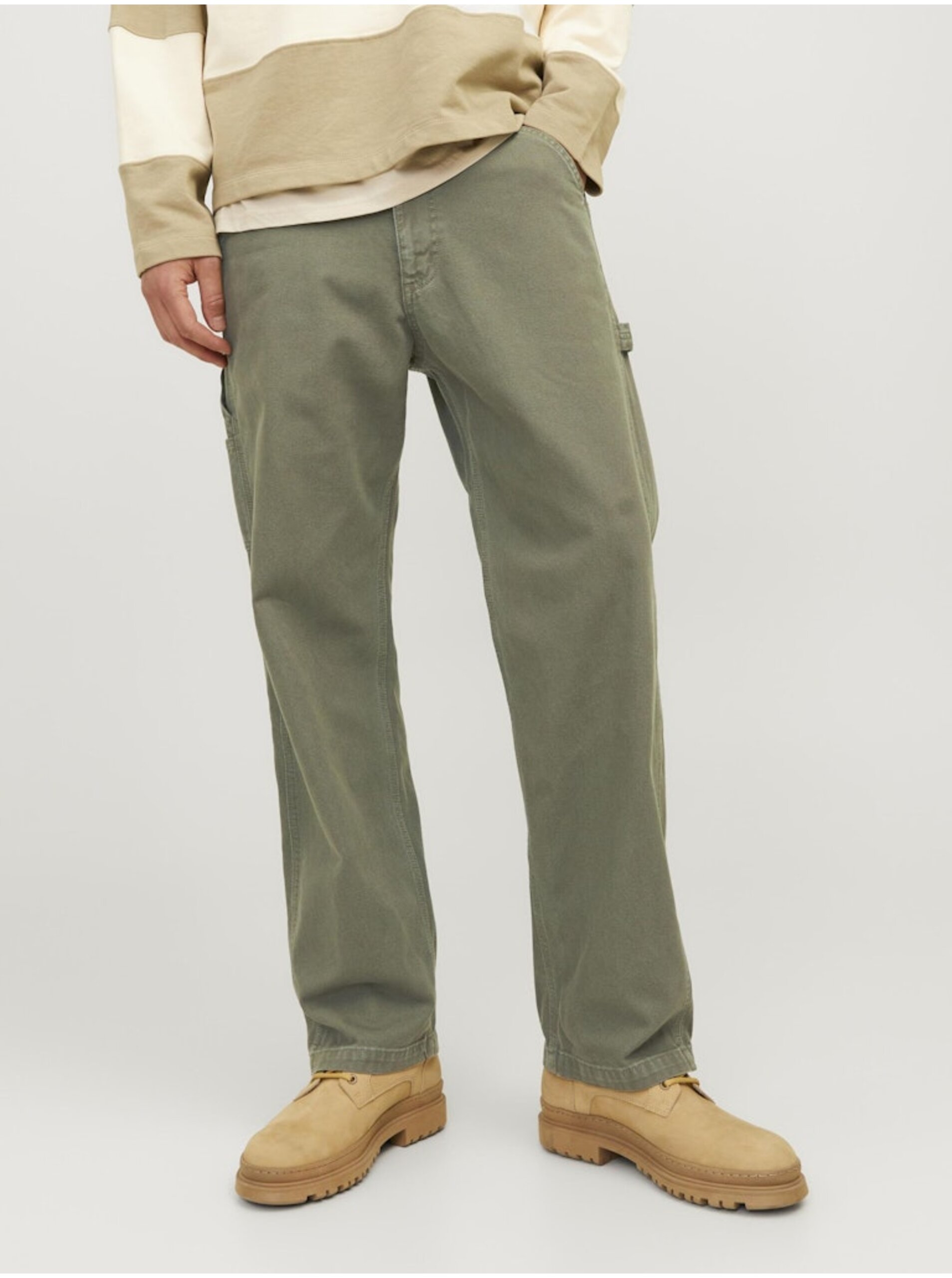 Khaki pánské kalhoty Jack & Jones Eddie