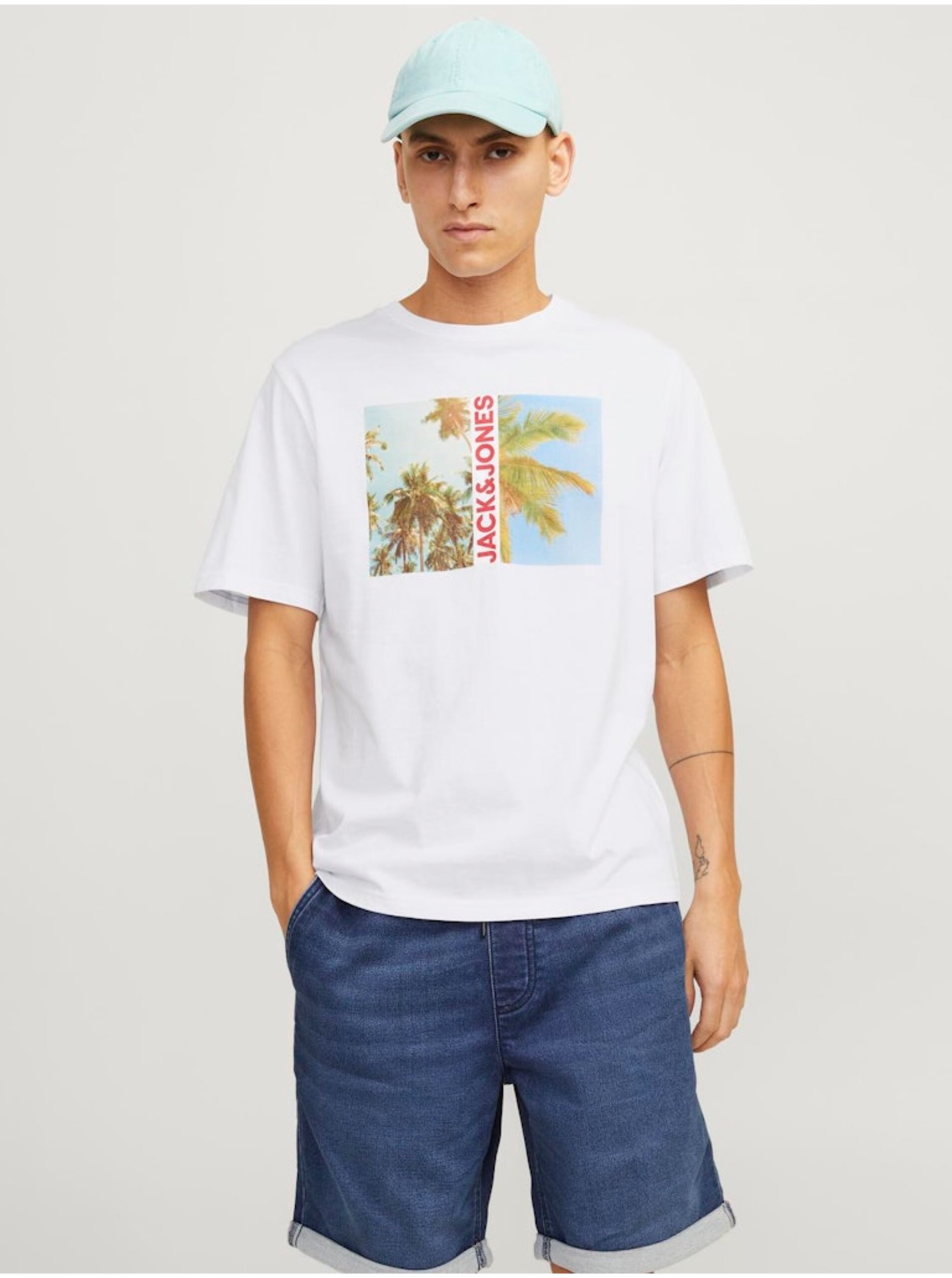 Bílé pánské tričko Jack & Jones Navin