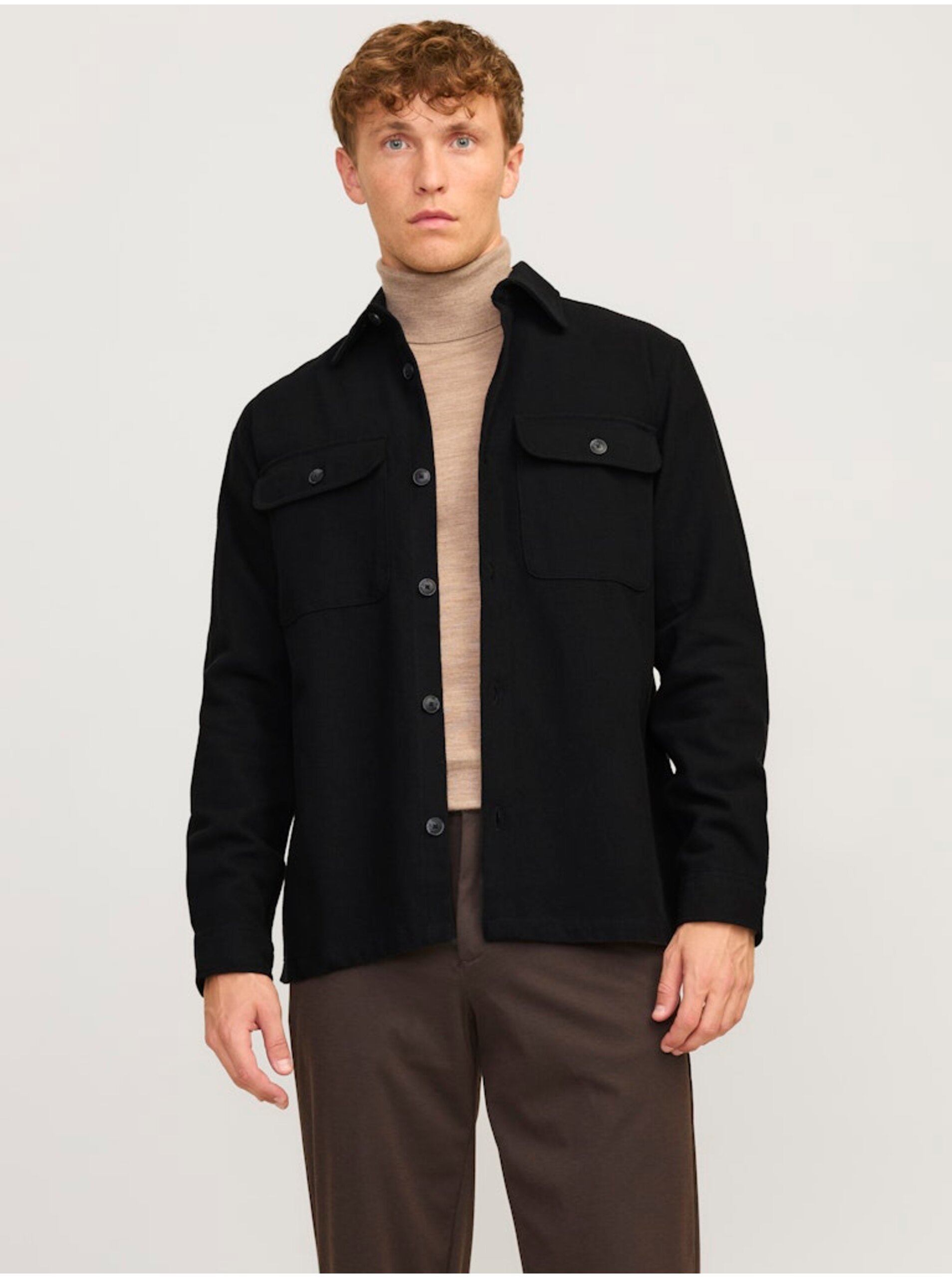 Černá pánská lehká košilová bunda Jack & Jones Raymond