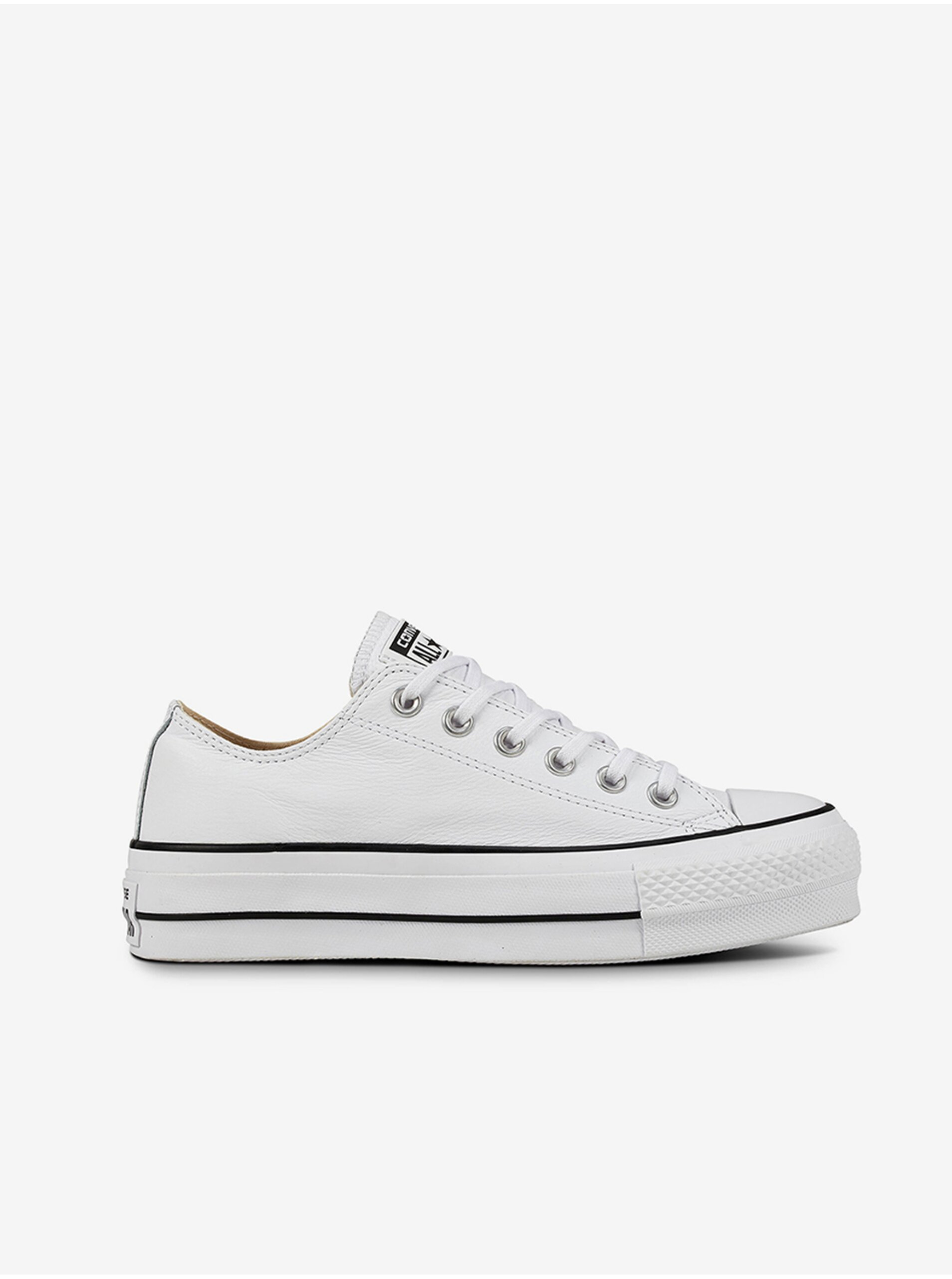 Levně Bílé dámské kožené tenisky na platformě Converse