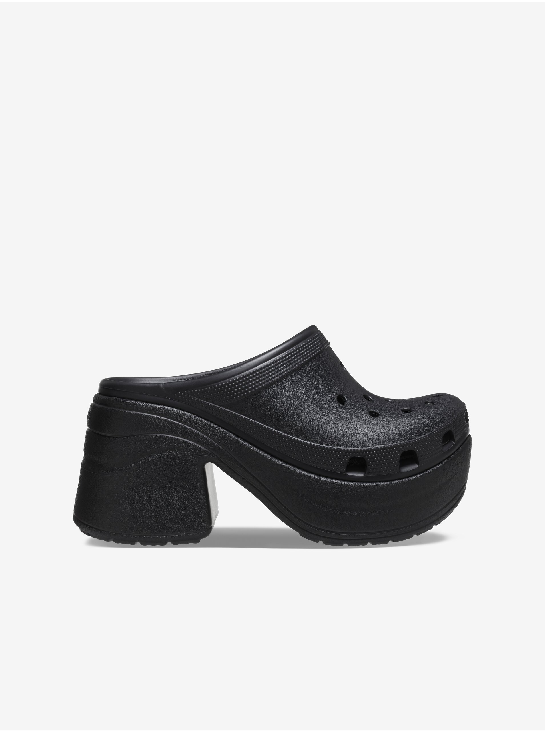 Černé dámské pantofle na podpatku Crocs Siren Clog